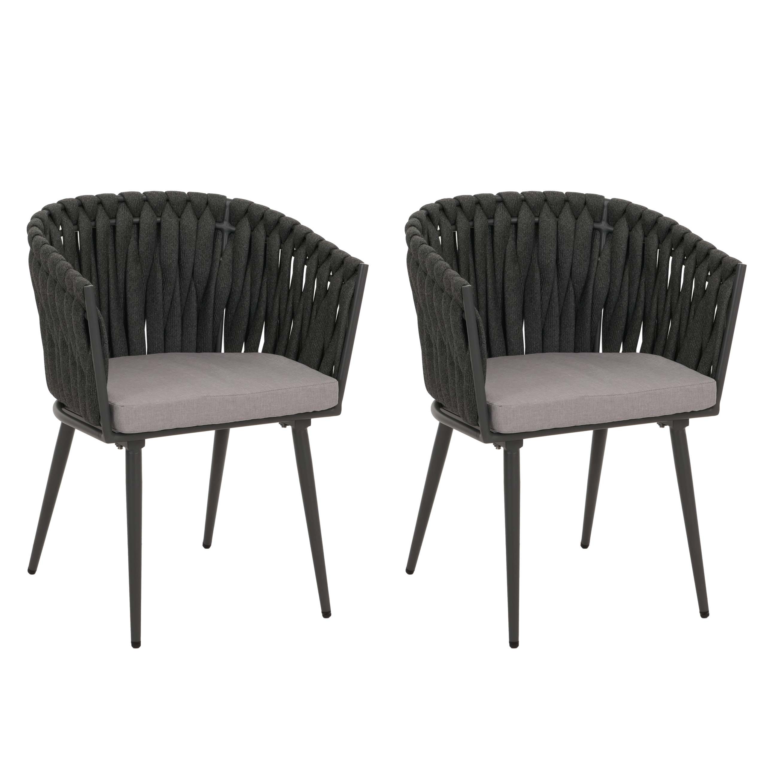 PROREGAL® Gartenstuhl 2er-Set Aluminium 82x61x57cm Sitzhöhe 50cm Creme Hellbraun