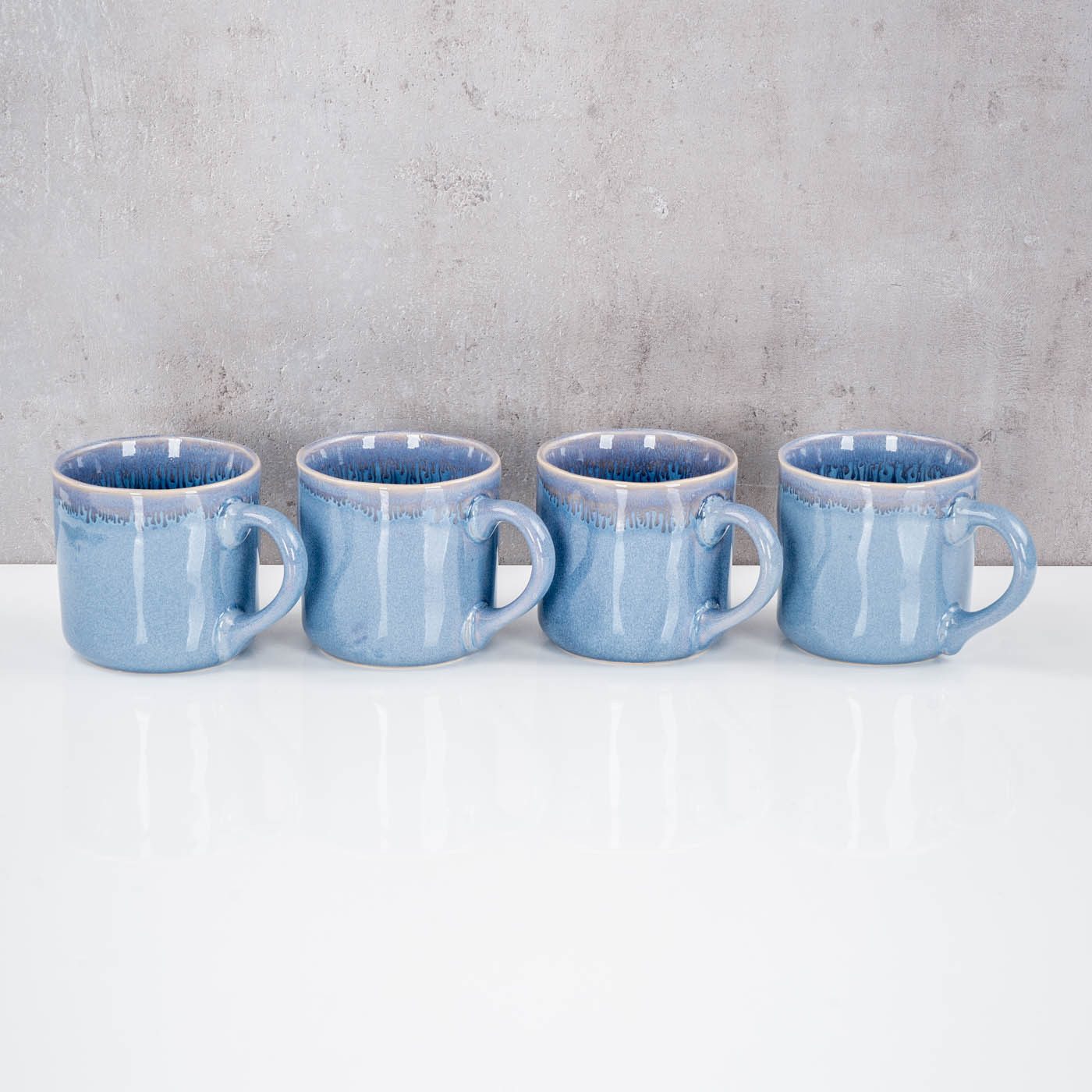 Levandeo® Becher, 4er Set Steingut Becher 350ml Tasse Blau Kaffeepott Tasse Modern