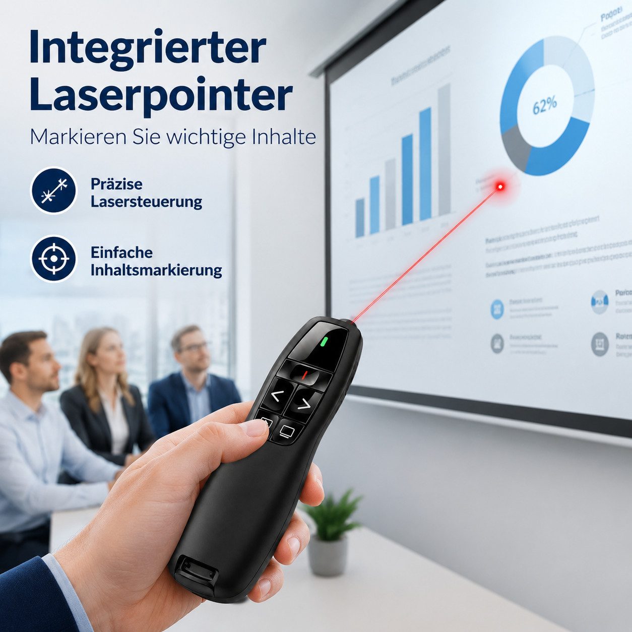 XEOOCE Präsentationsfernbedienung Laserpointer USB Empfänger Universal-Fernbedienung (Bluetooth-Steuerung)