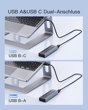 Inateck 8-in-1 USB 3.0 Hub mit Netzteil, unabhängigen Schaltern, Aluminium Adapter USB-C, USB Typ A