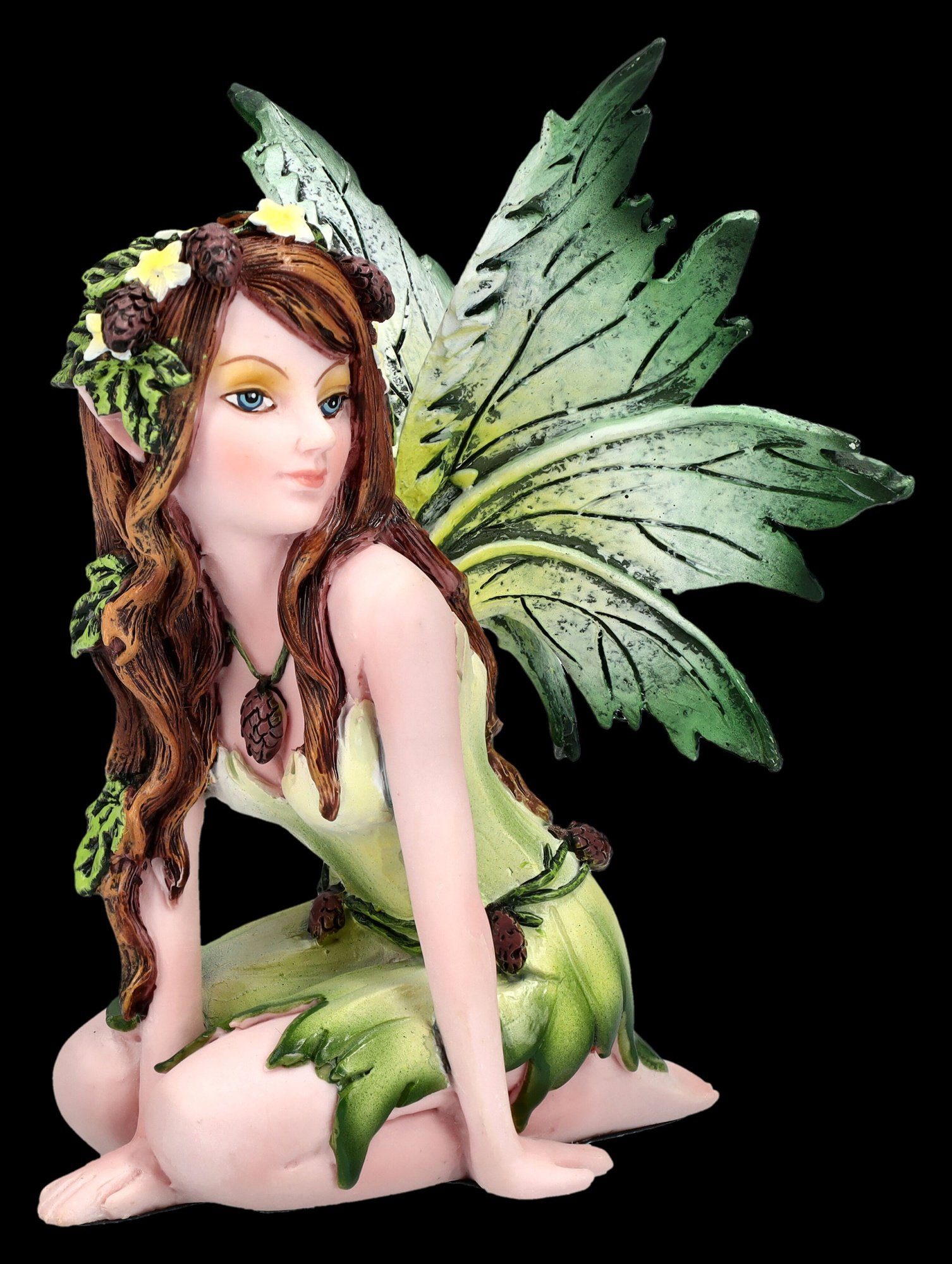Figuren Shop GmbH Fantasy-Figur Elfen Figur - Moni in grünem Kleid - Fantasy Dekofigur Fee Dekoration