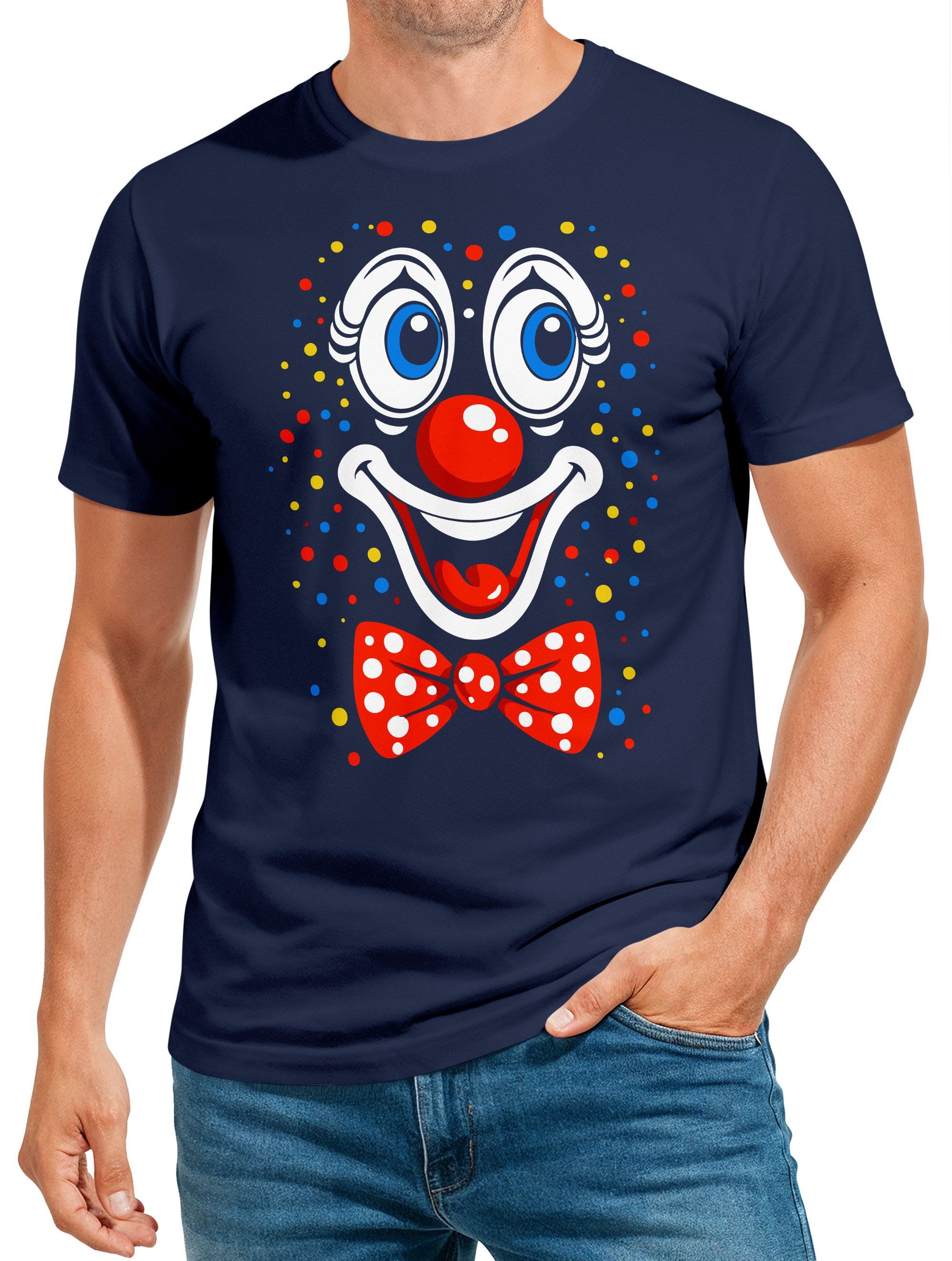 Print-Shirt Herren T-Shirt Fasching Karneval - Clowngesicht -Kostüm-Ersatz