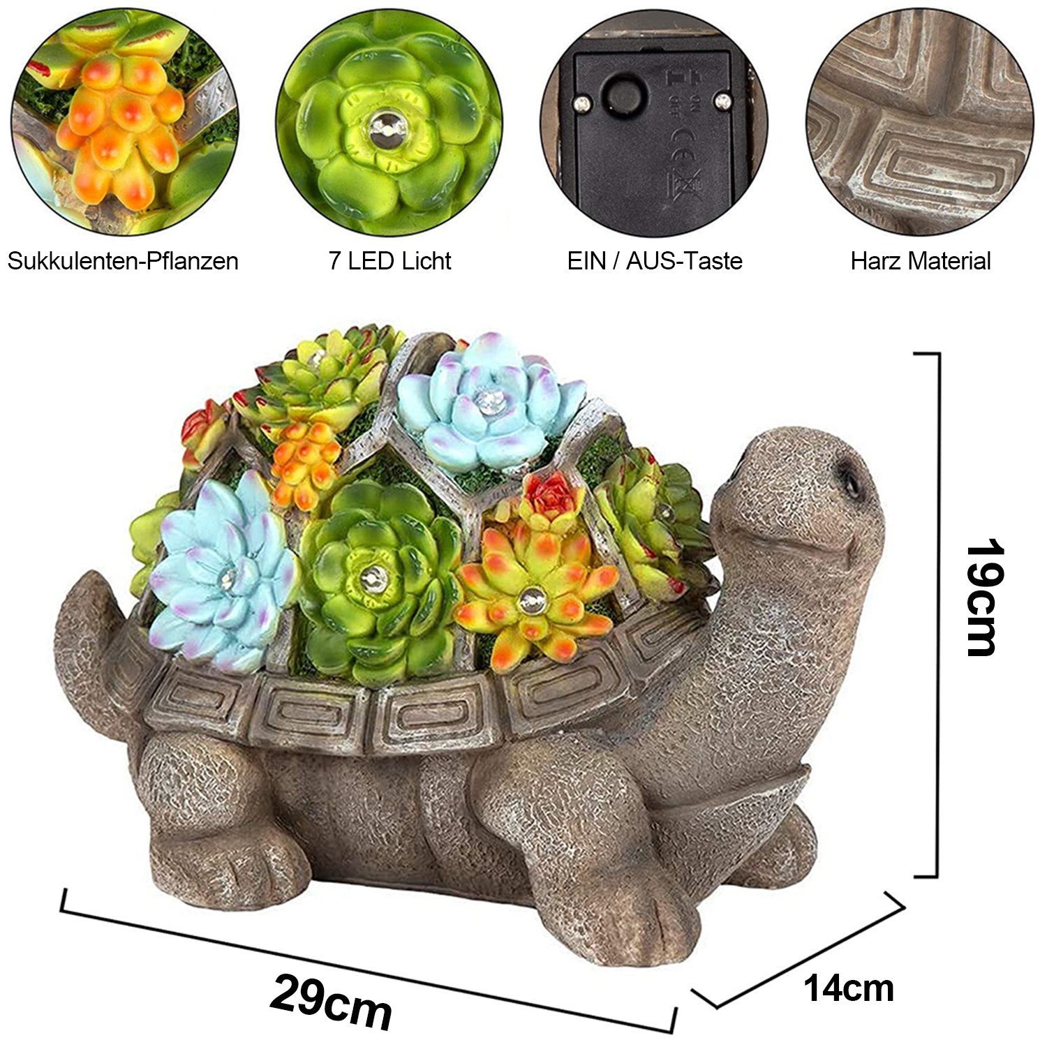 MUPOO Gartenfigur Solar Gartentier Eichhörnchen/Schildkröte mit günstig online kaufen