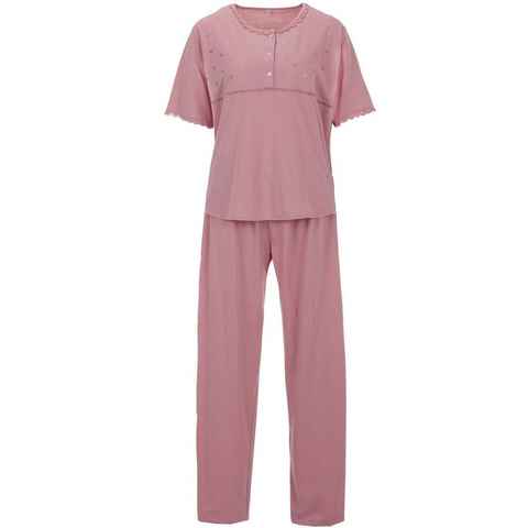 zeitlos Schlafanzug Pyjama Set Kurzarm - Spitze Herz