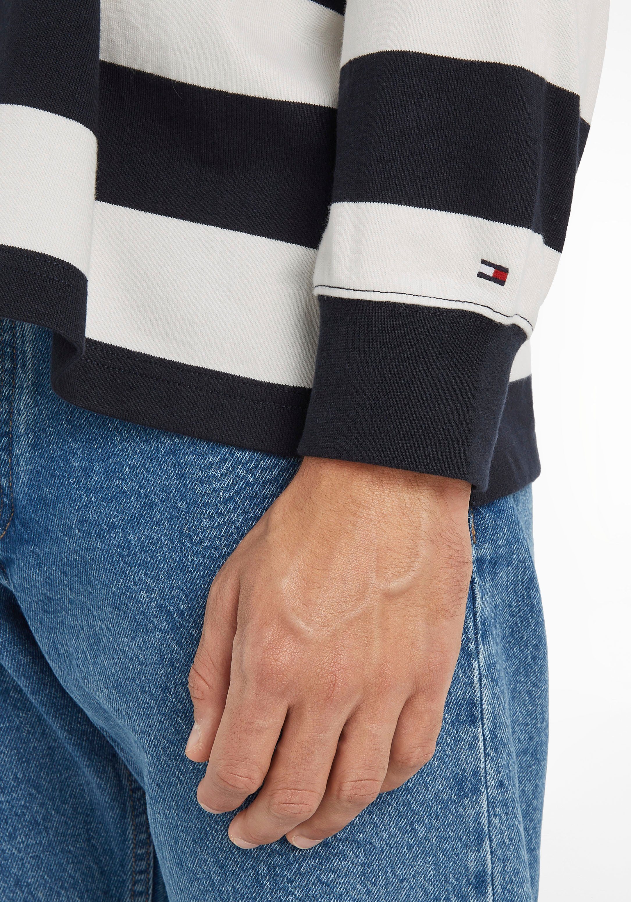 Sky RUGBY BLOCK STRIPED Ecru/Desert im Streifendesign Hilfiger Sweater Tommy