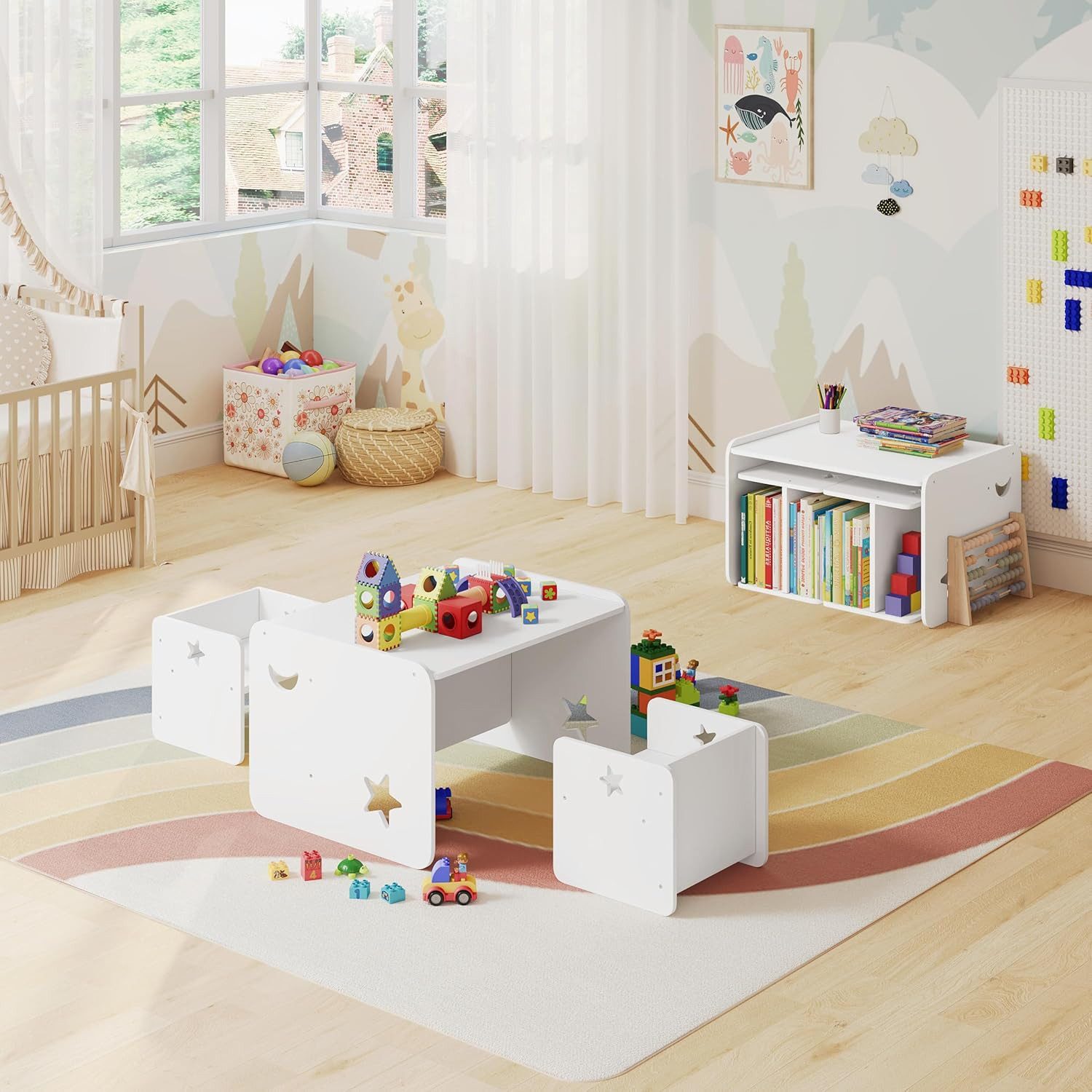 Woltu Kindersitzgruppe, Multifunktions Möbelset, Kinder Tisch günstig online kaufen