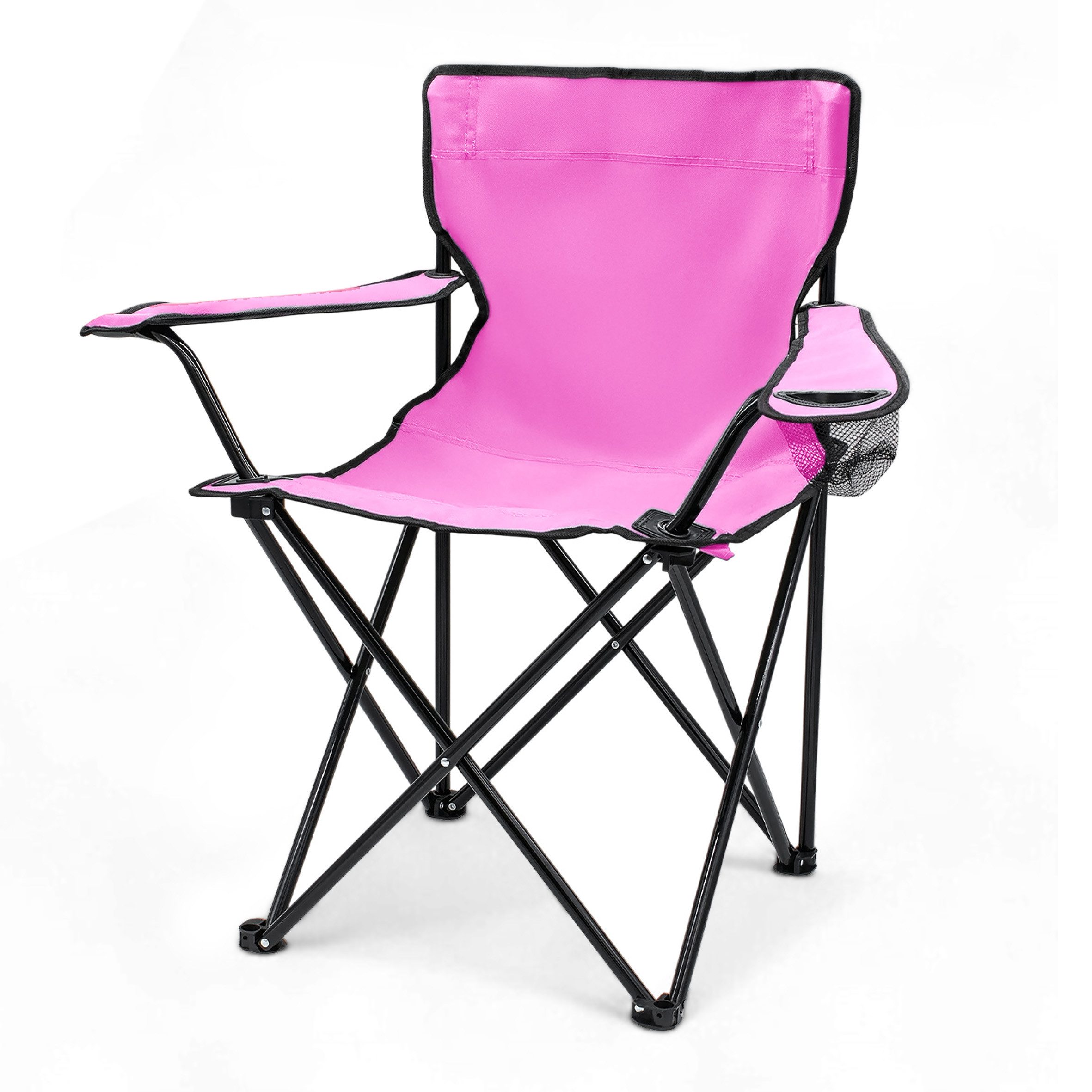 Spetebo Campingstuhl Campingstuhl mit Getränkehalter - pink (Stück, 1 St), Camping Strand und Garten Klappstuhl mit Tragetasche