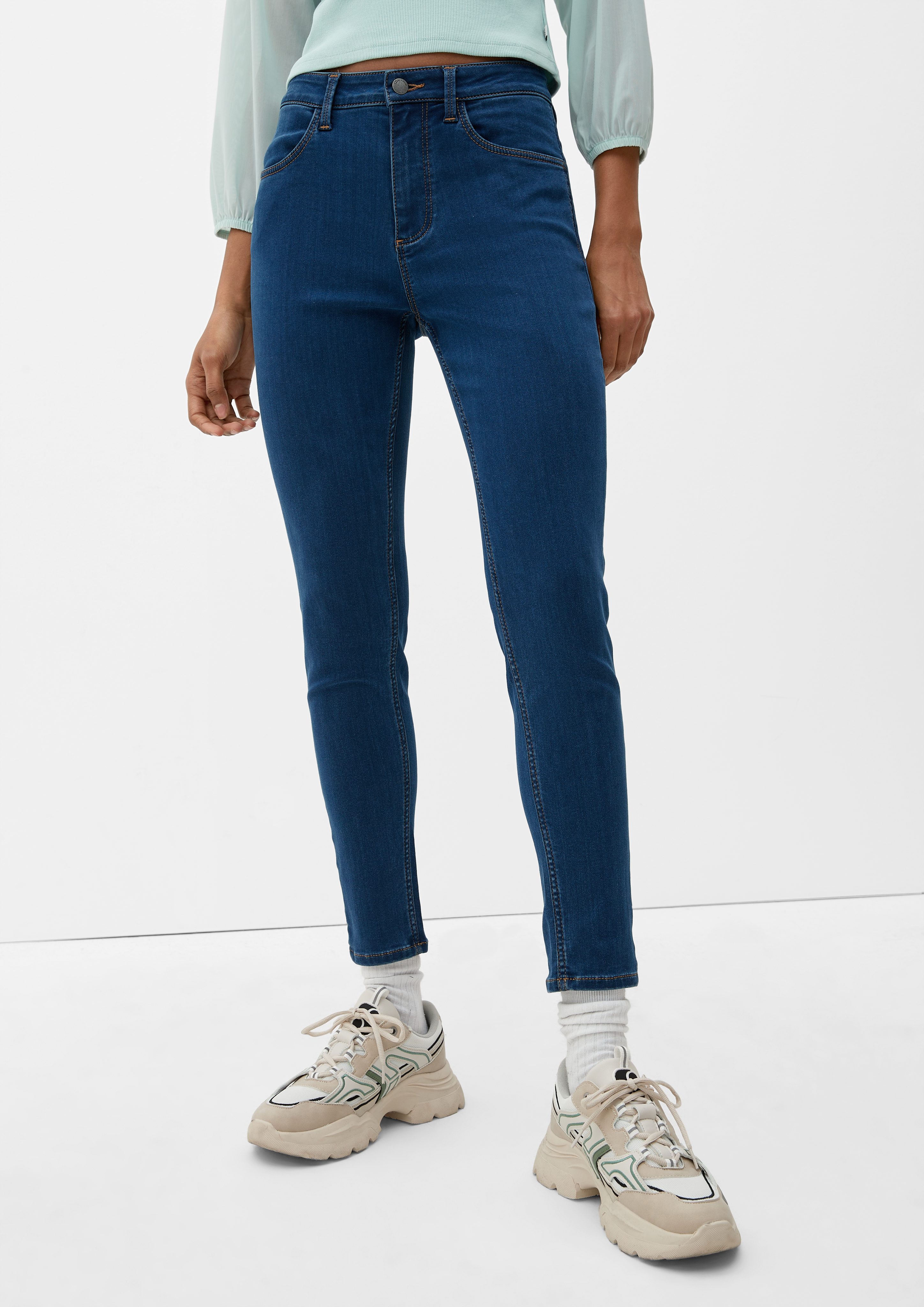 Leg Skinny Skinny Ankle-Jeans / 7/8-Hose Rise High / blau / QS Sadie Fit