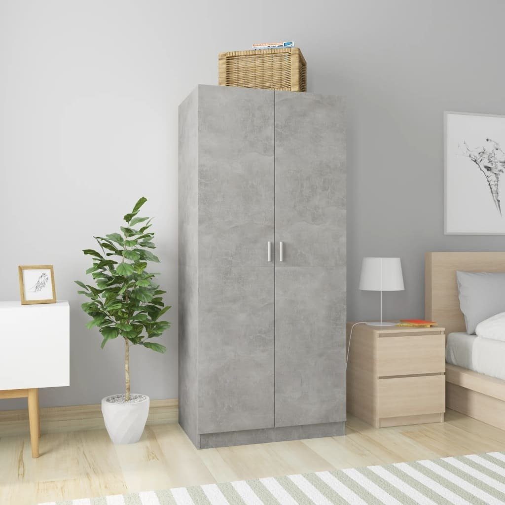 vidaXL Kleiderschrank in Betongrau mit 2 Türen (LxBxH: 52x80x180 cm)
