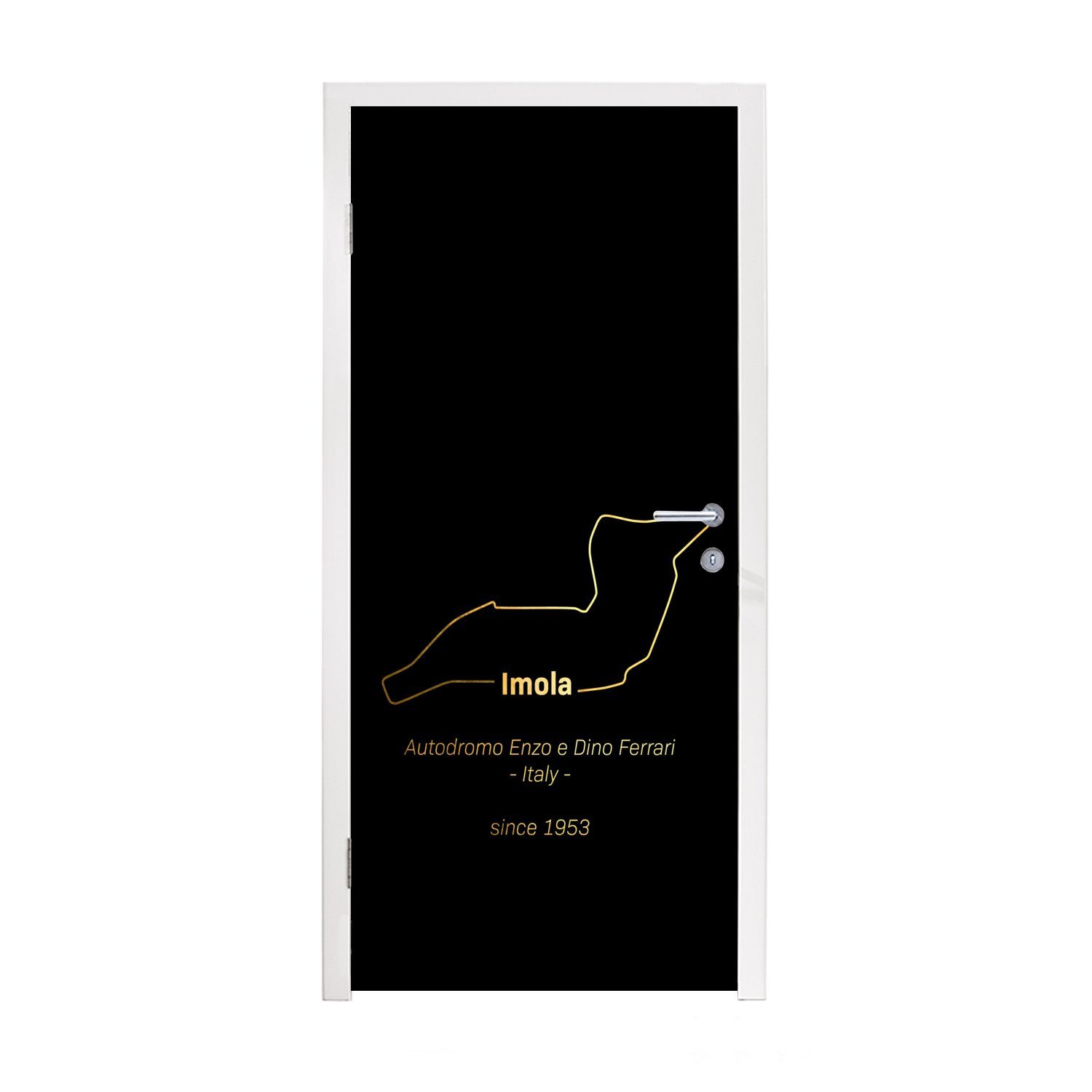 MuchoWow Türtapete Formel 1 - Imola - Rennstrecke, Matt, bedruckt, (1 St), Fototapete für Tür, Türaufkleber, 75x205 cm