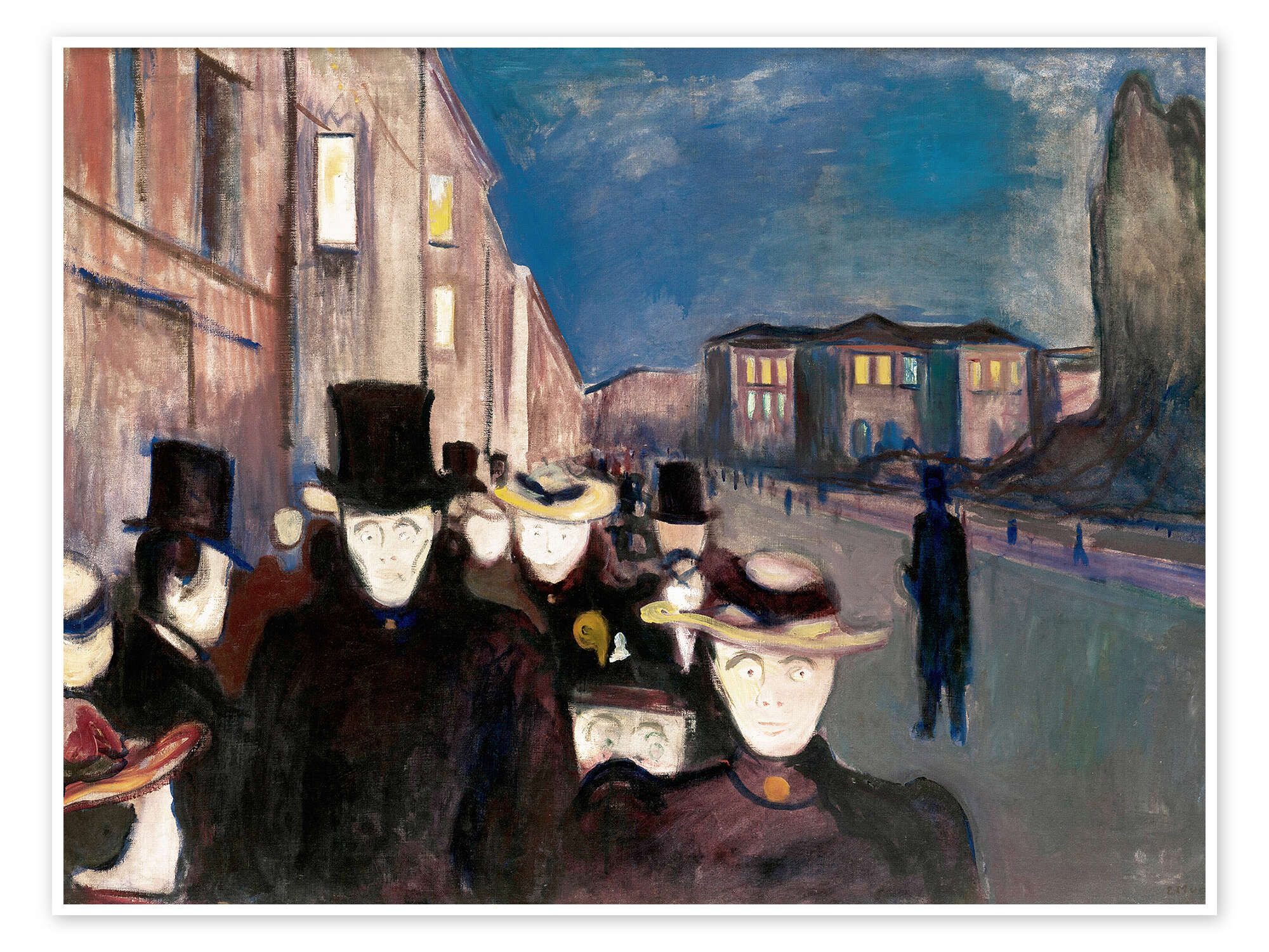 Posterlounge Wandbild Abend auf der Karl Johann Straße, Edvard Munch, erhältlich als Poster, Leinwandbild, Wandsticker oder Acrylglasbild