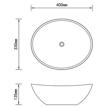 DOTMALL Waschbecken Oval Geformte Waschbecken aus Keramik 40 x 33 cm