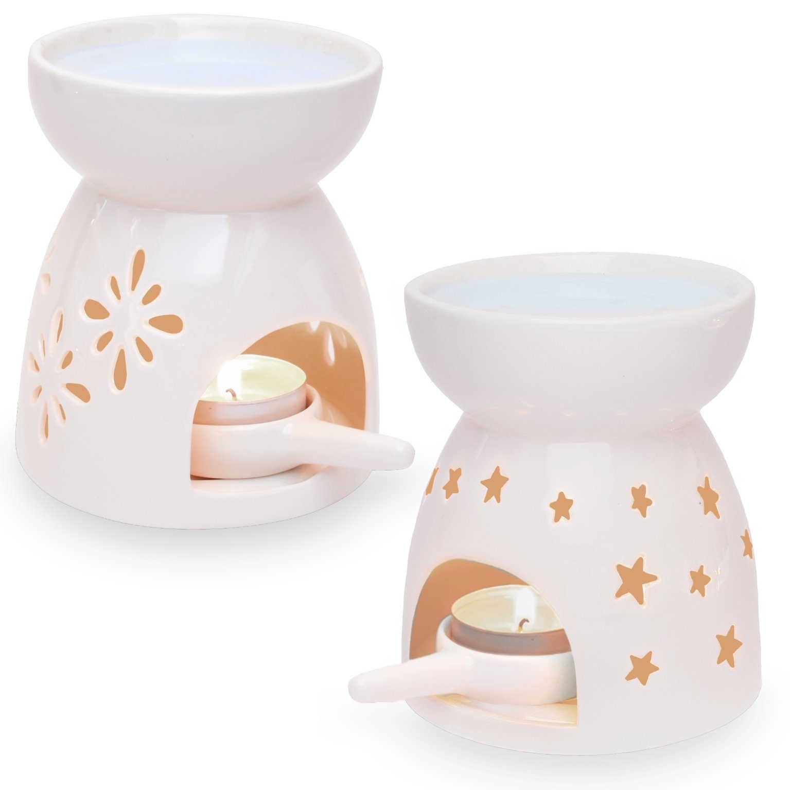 Teelicht Teelichthalter Duftlicht mit aus Set, Ligano Keramik), Duftlampe Aromalampe (2er