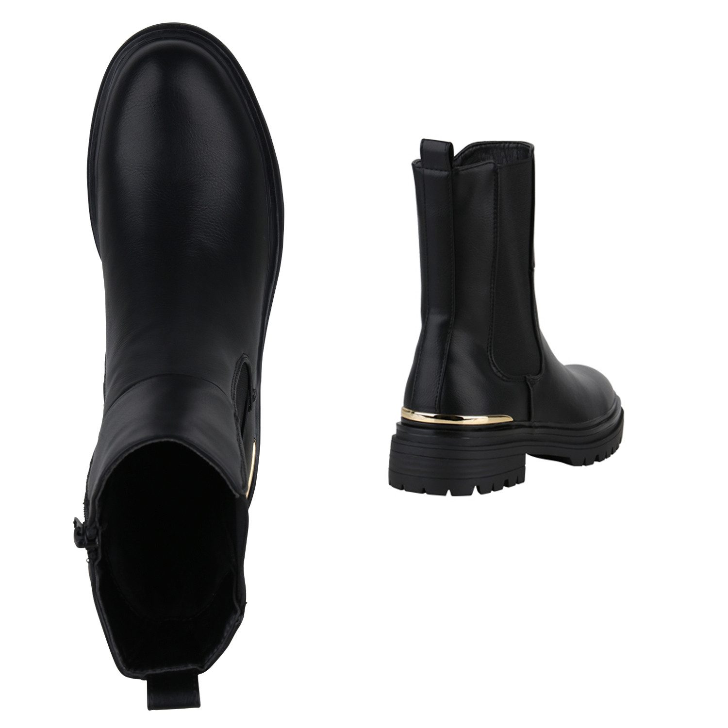 VAN HILL 840618 Stiefelette Damen Klassische Stiefeletten Profil-Sohle Stiefel