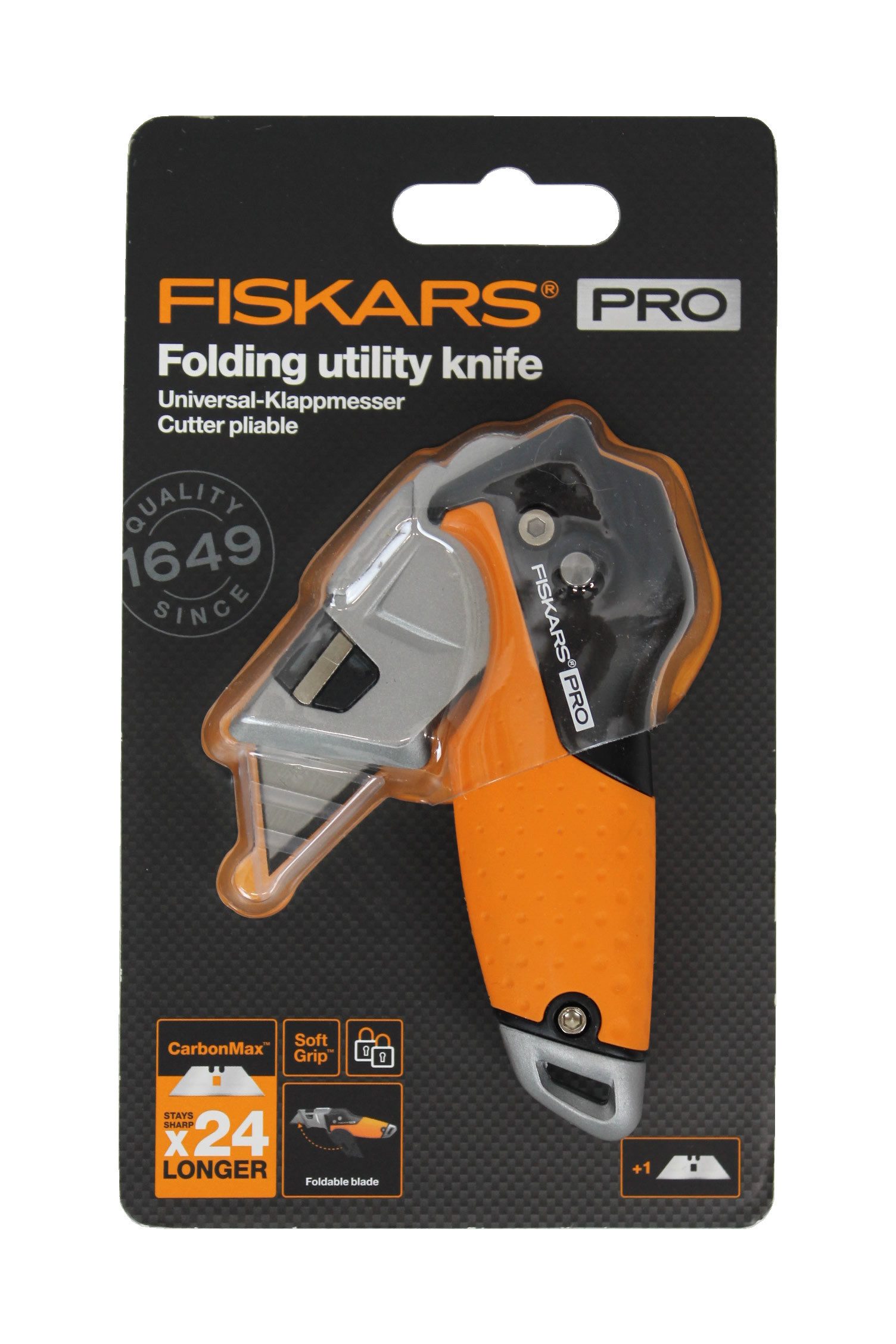 Fiskars Universalmesser CarbonMax Klappmesser mit Klinge