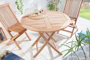 riess-ambiente Gartentisch EMPIRE TEAK 90cm braun (Einzelartikel, 1-St), Massivholz · Balkonmöbel · klappbar · rund · Holztisch · Teakholz