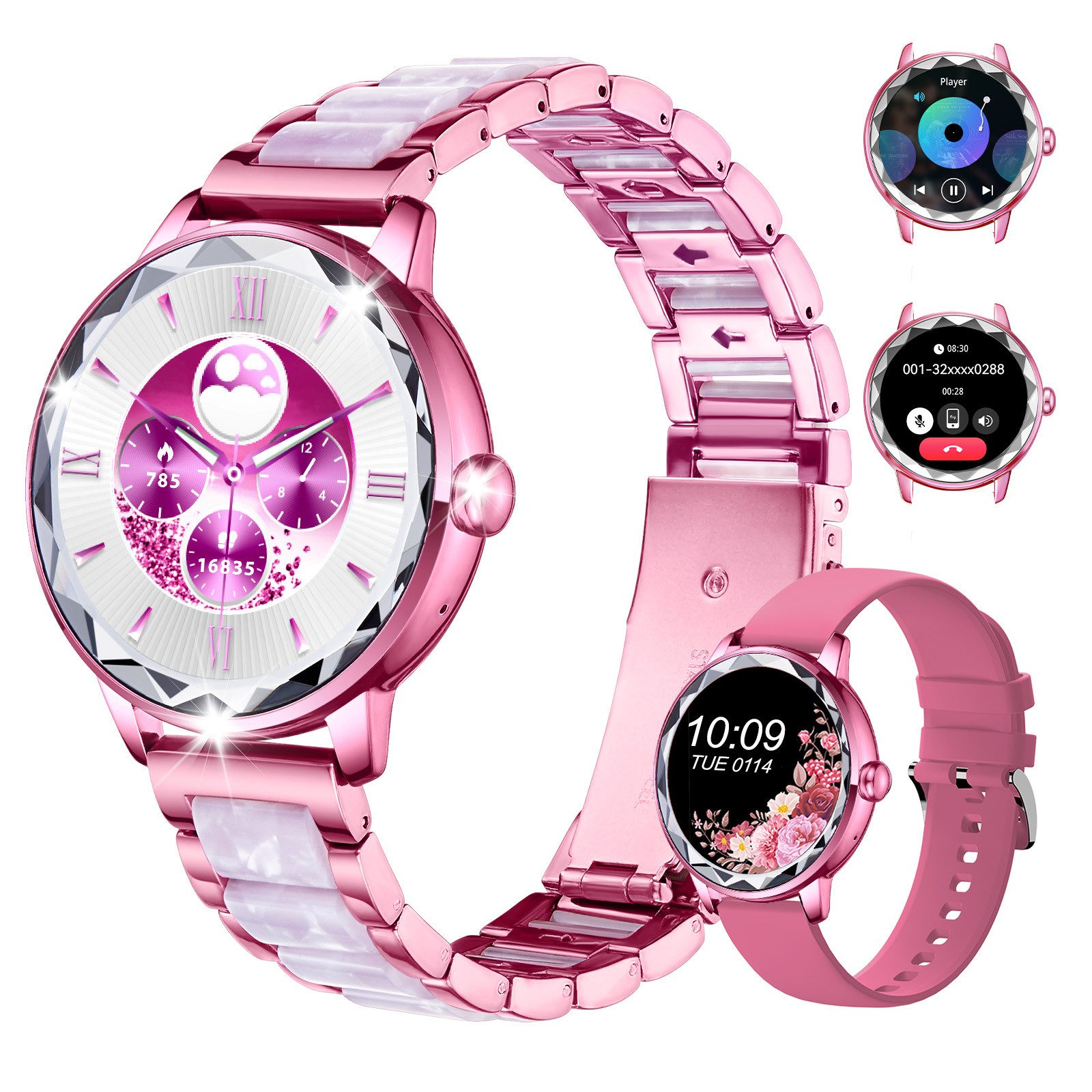 ibettertec Smartwatch Damen, mit Anruffunktion Smartwatch (Fitnessuhr mit Telefonfunktion/WhatsApp Notiz,Smartwatch Fitness Tracker Uhr IP68 Wasserdicht,1.2" HD Voll Touchscreen Fitnessuhr Tracker mit Blutsauerstoff/Pulsmesser/Sportuhr/Schrittzähler/Schlafmonitor Aktivitätstracker usw für iOS/Android Uhren Watch cm)