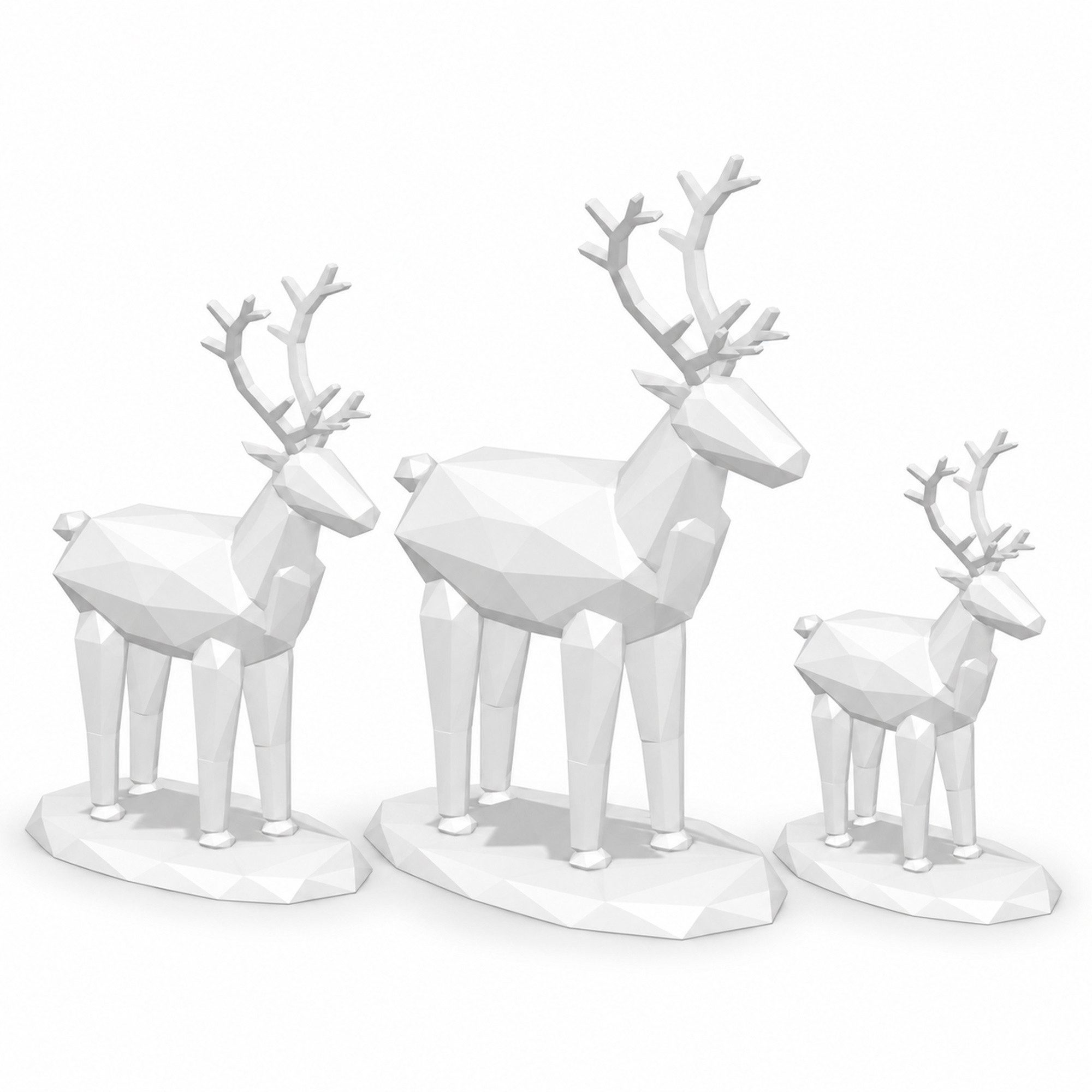 Norvéa Home Dekofigur Rentier Figuren 3er Set, Weihnachtsdeko Hirsch modern Low Poly (Set, 3 St), modernes Low-Poly-Design, 3 Größen