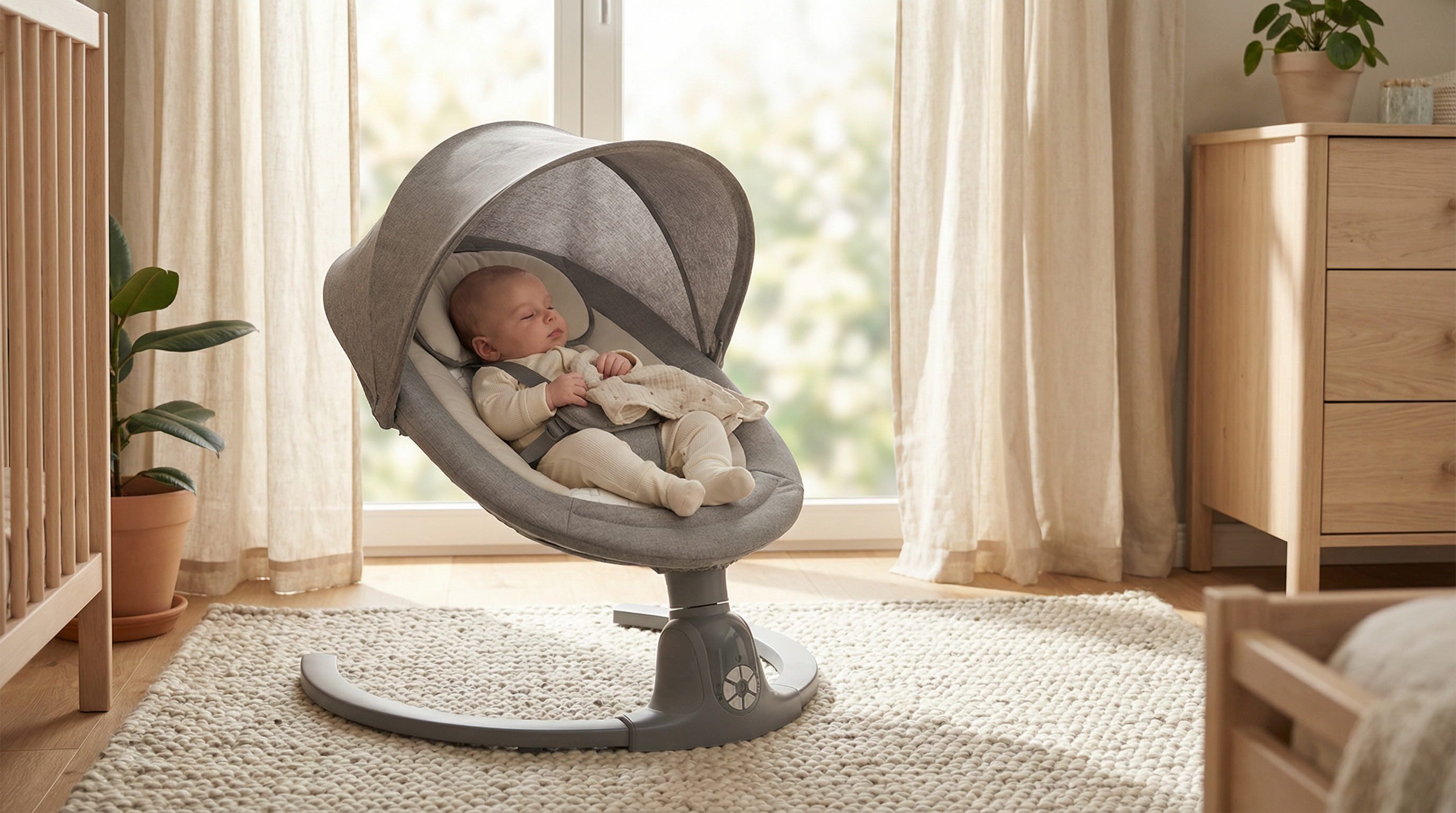 Fillikid Babywippe Stella, elektrisch; intelligente KI-Bewegungserkennung