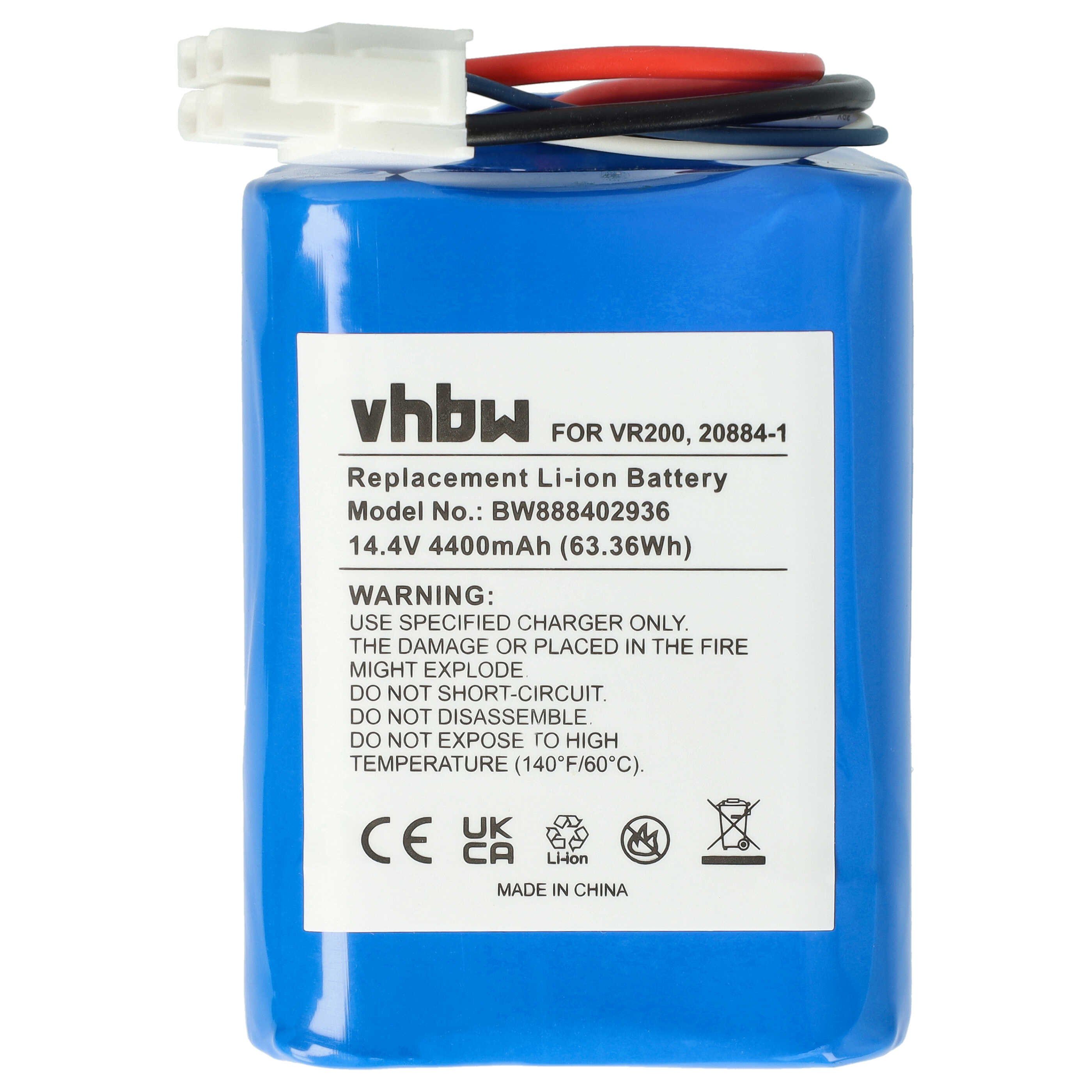 vhbw Akku passend für Vorwerk Kobold VR200 Saugroboter (4400 mAh, 14,4 V, Staubsauger-Akku Akku Li-Ion 4400 mAh (14,4 V, 1 St), Leistungsfähiger Austausch-Akku für Ihren Saugroboter