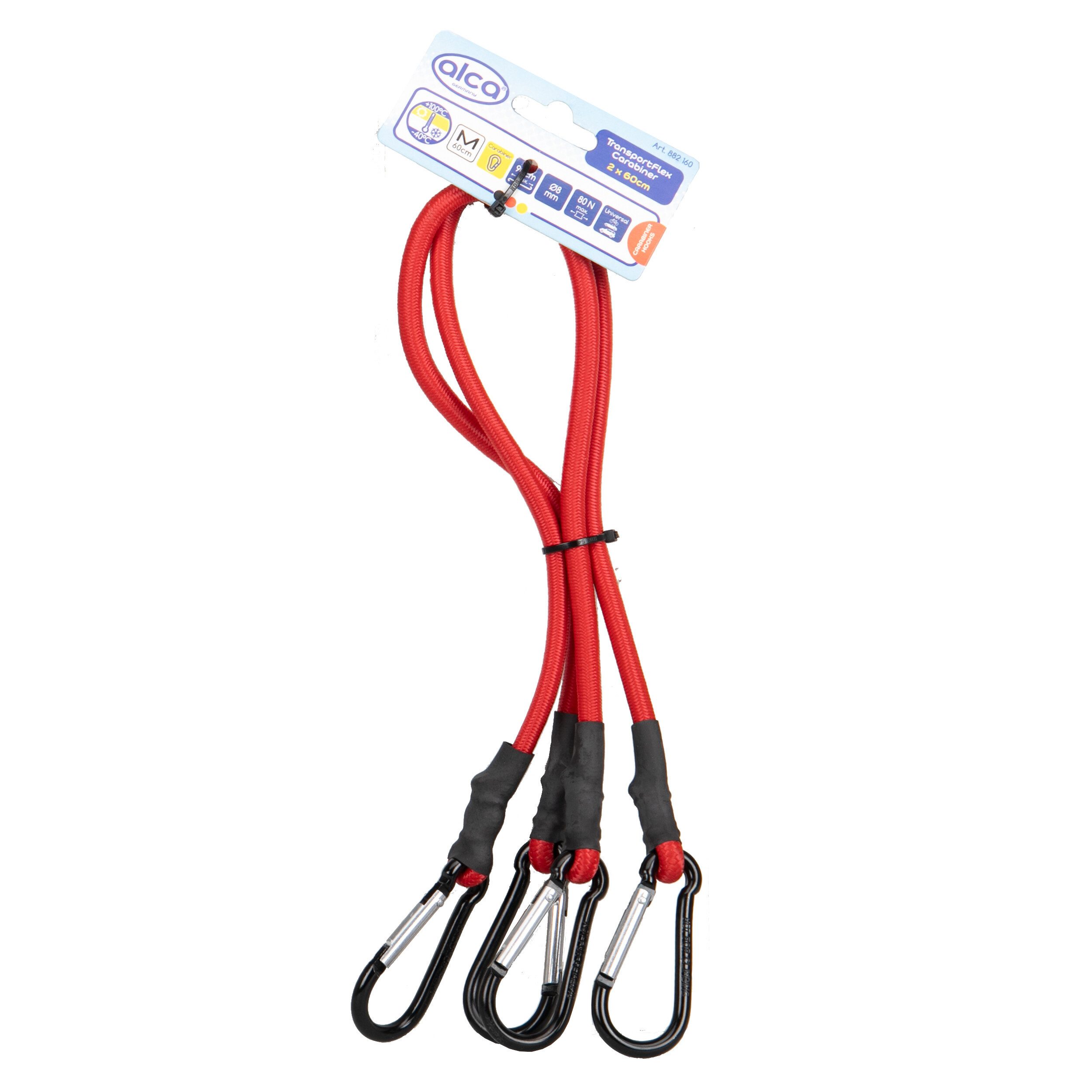 alca Zurrgurt Gepäckspanner mit Karabiner 2 Stk. 60cm rot verstellbar & dehnbar (2-St)