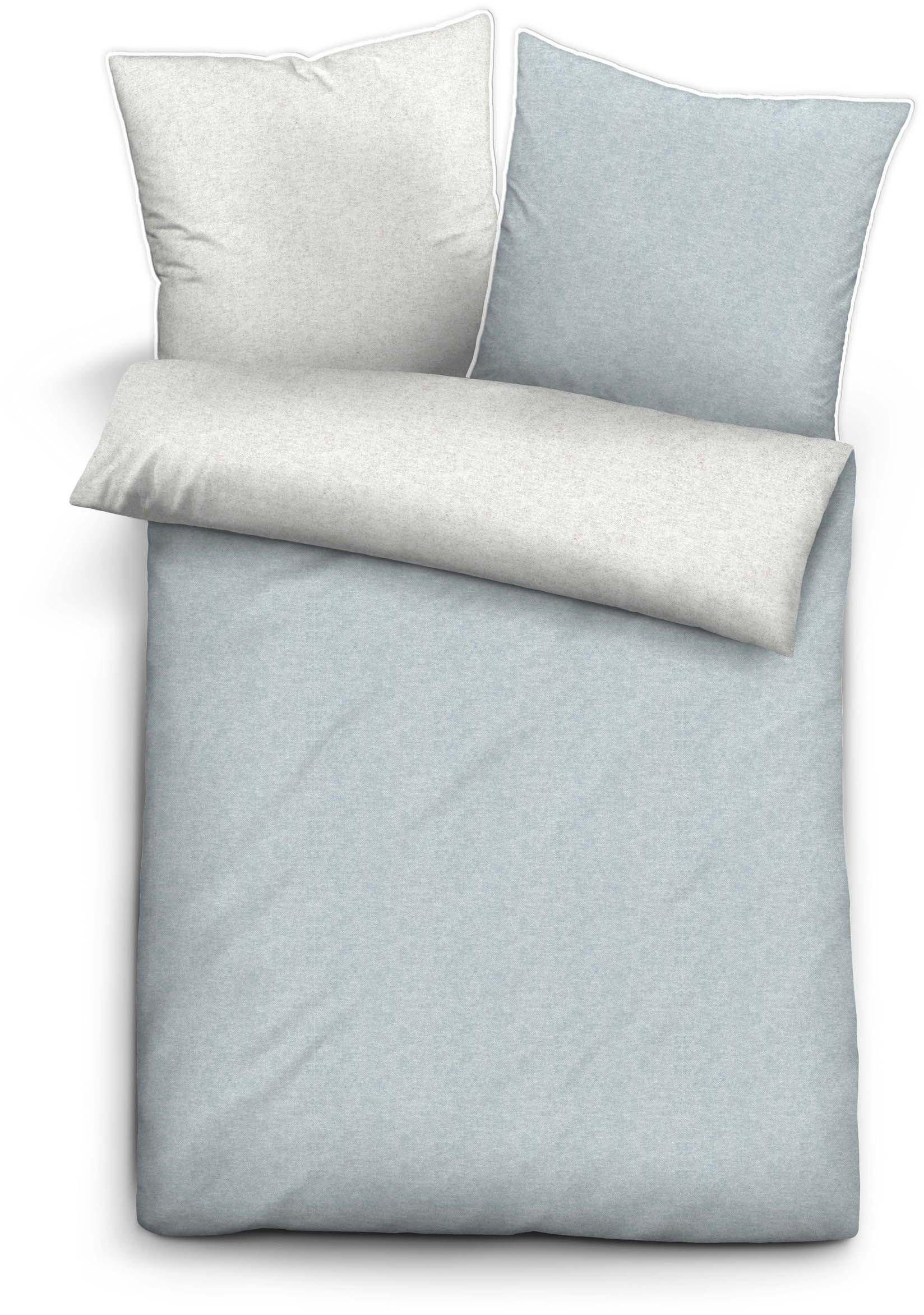 Biberna Wendebettwäsche Hermal, Flanell, 2 teilig, Flanell in Melangeoptik, Winterbettwäsche, Made in Germany
