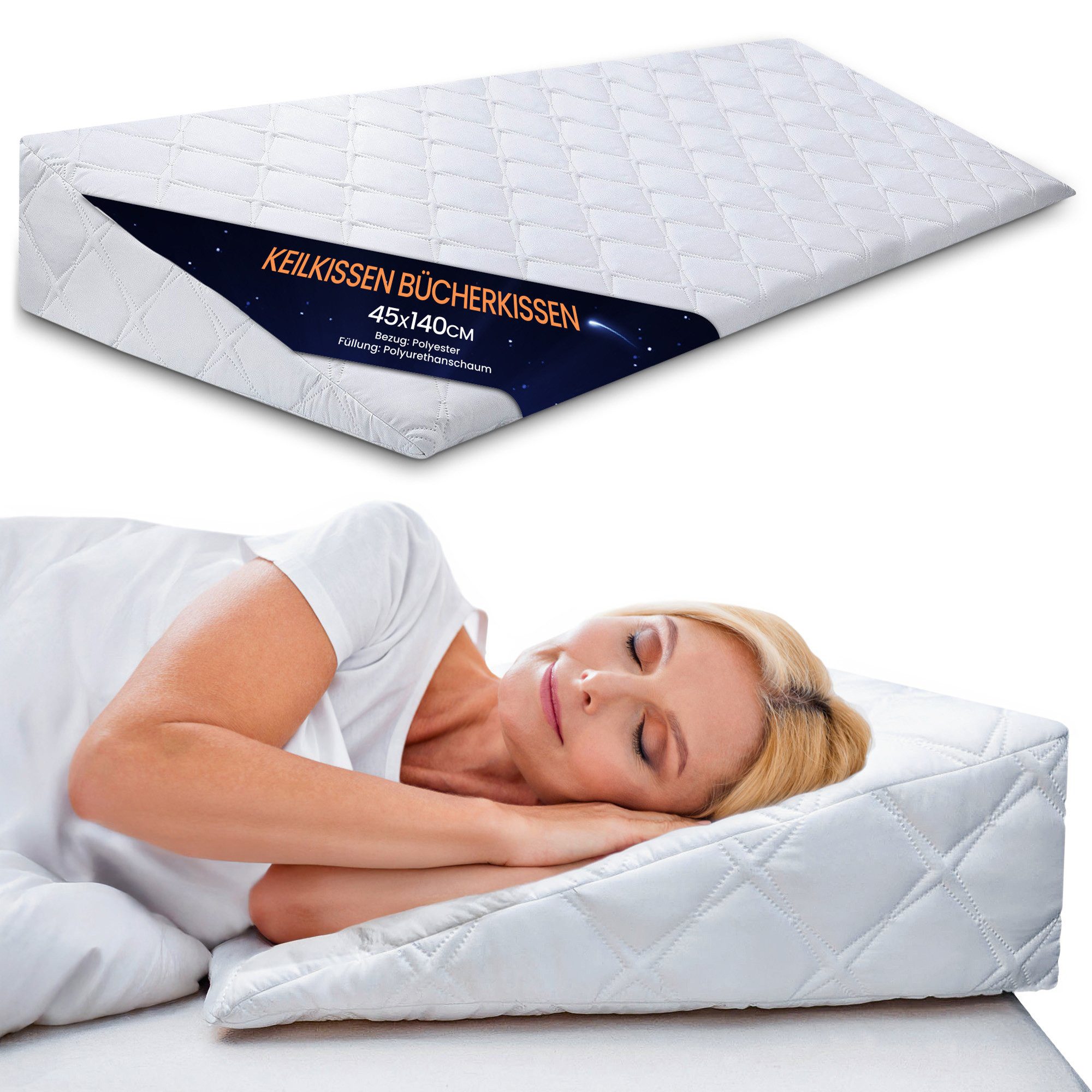 Amazinggirl Keilkissen Bett und Sofa Rückenkissen Kopfteil - Schaumstoff mit Bezug Kissen