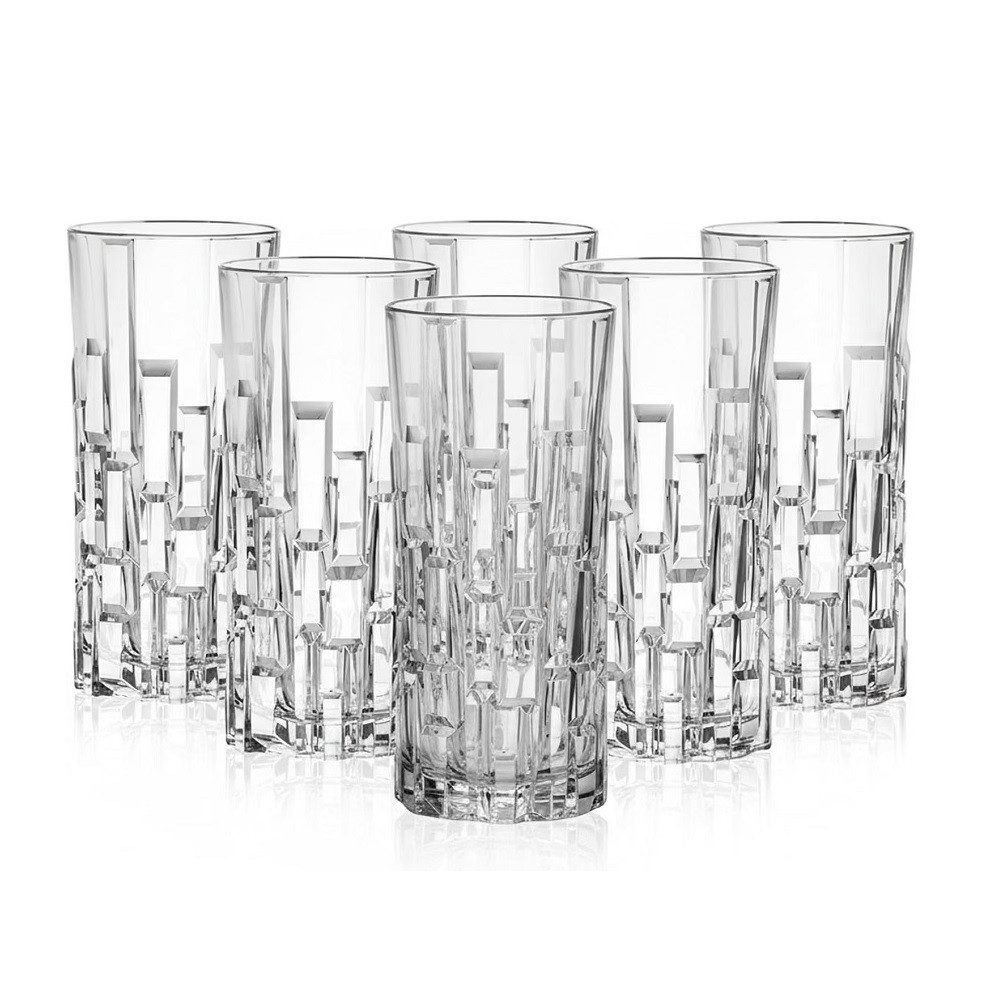Der Porzellan-Laden Cocktailglas Der-Porzellan-Laden by RCR Etna Longdrinkgläser 340 ml 6er Set, Kristallglas