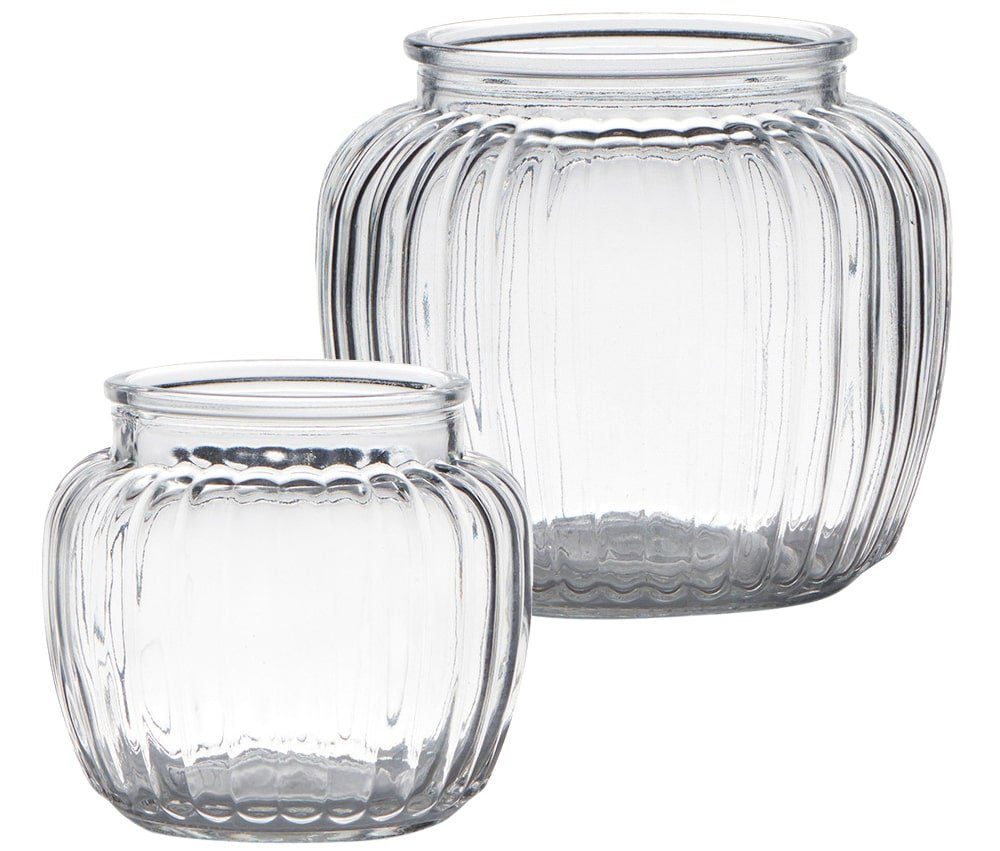 matches21 HOME & HOBBY Dekovase Glasvase Blumenvase bauchig Rillen transpar günstig online kaufen