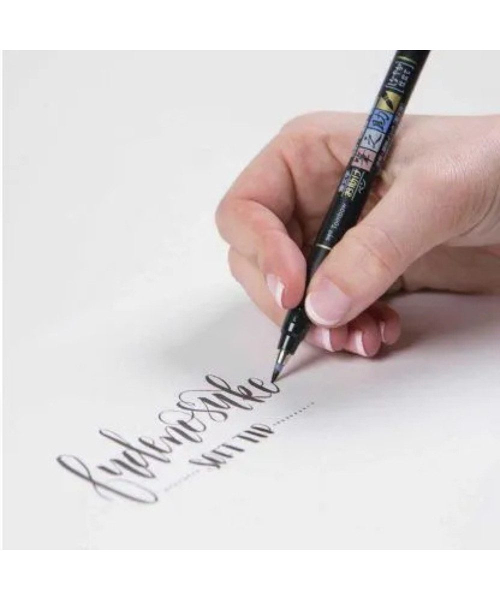 TOMBOW Filzstift Tombow Fudenosuke Brush-Pens schwarz, (2-tlg), harte Spitze und weiche Spitze, ohne Etui
