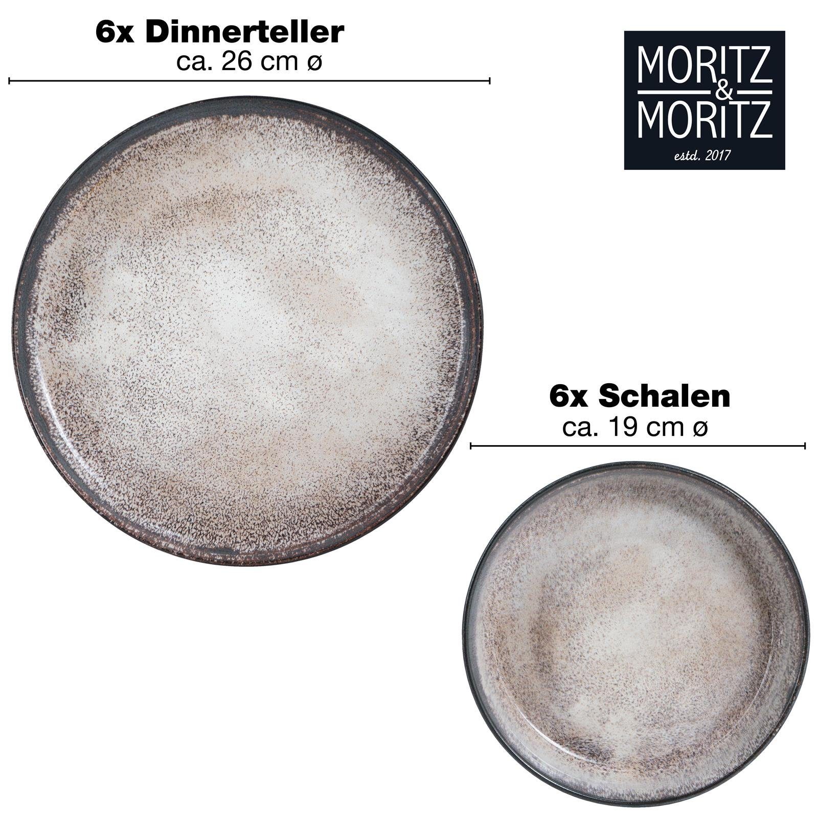 Moritz & Moritz Tafelservice Moritz & Moritz 12tlg Tafel Service Beige Geschirr Set Digital (12-tlg), 6 Personen, Kombigeschirr für 6 Personen – Bild 5 von 5