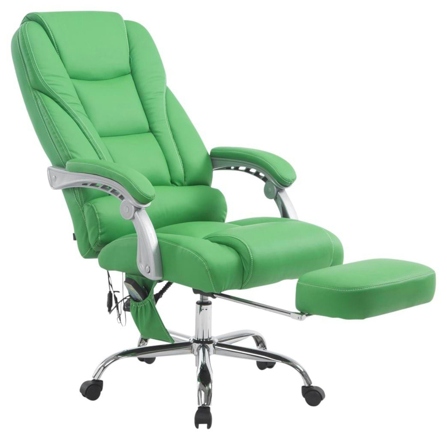 und (Schreibtischstuhl, 360° chrom - Bürostuhl XXL), Bürostuhl Chefsessel, Massagefunktion TPFLiving Drehstuhl, mit höhenverstellbar grün drehbar Gestell: Pacira Sitzfläche: Metall Kunstleder -