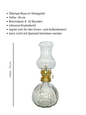 shopandmarry Windlicht 1x Öllampe ROSA im Set mit Klarol Lampenöl, 1 ltr.