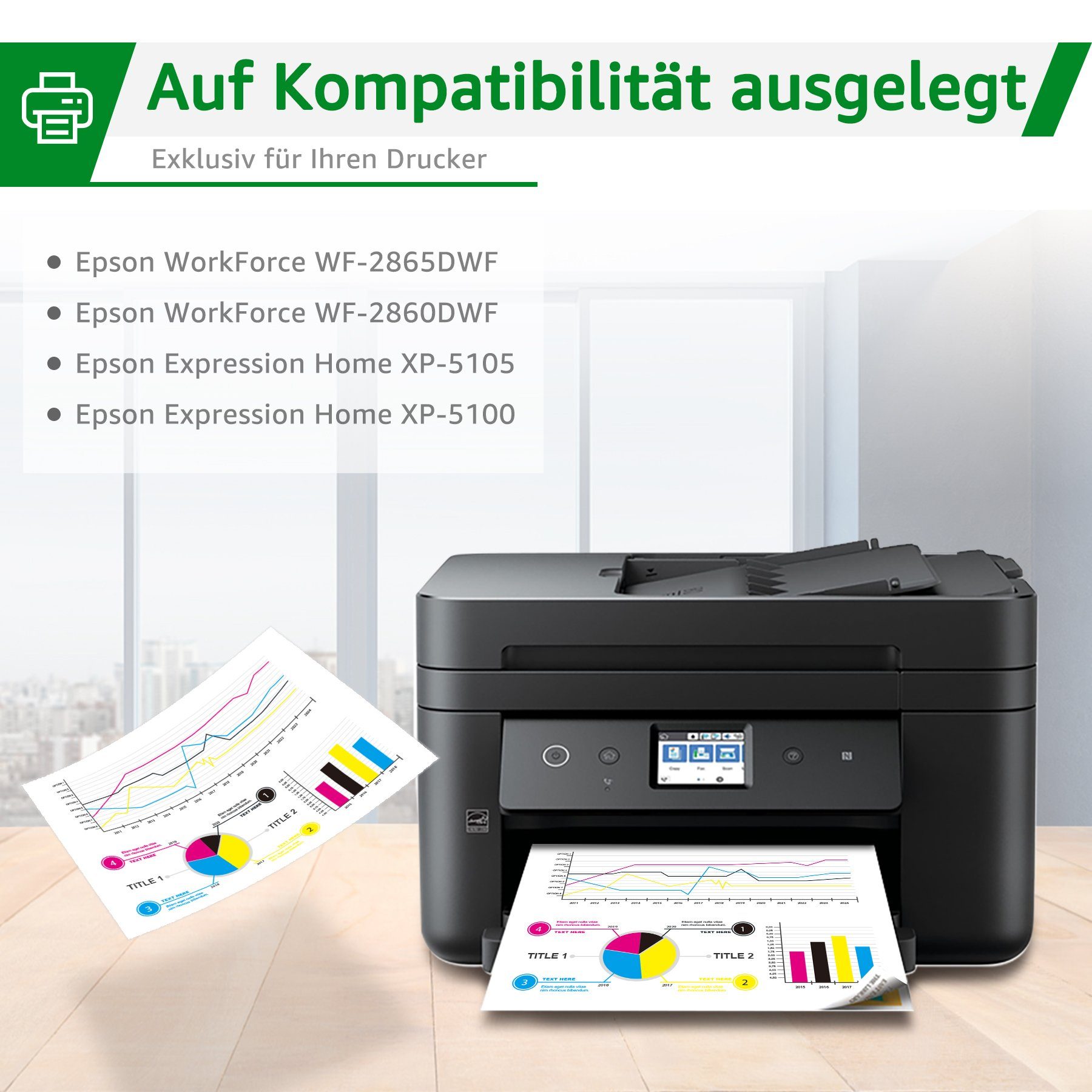 Greensky Ersatz für EPSON 5105 WF-2865DWF) (inklusive 502 XP chip, 4Schwarz/2Magenta/2Gelb/2Cyan 5100 XL Multipack WF-2860DWF XP Tintenpatrone