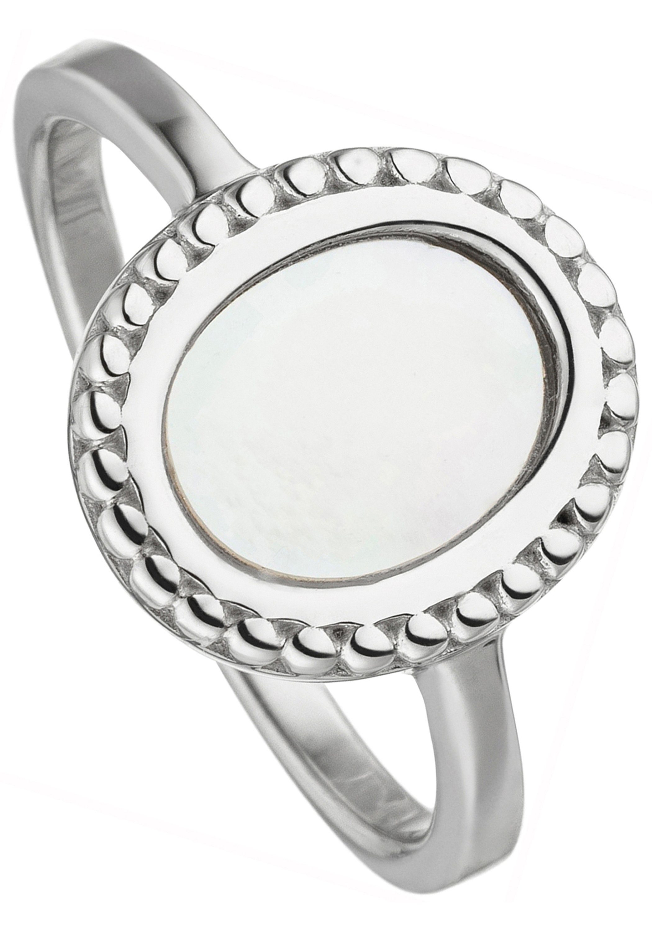 Fingerring Ring 925 JOBO Ovaler Perlmutt, mit Silber