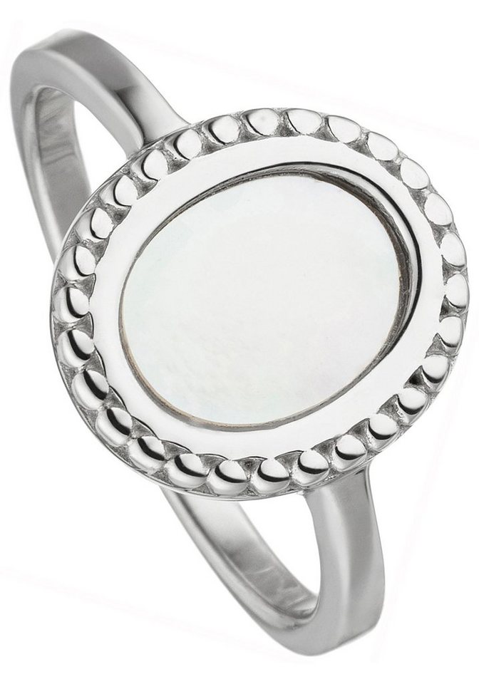 JOBO Fingerring Ovaler Ring mit Perlmutt, 925 Silber