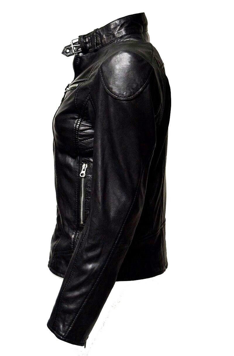 Zimmert Leather Lederjacke Frida washed Lammnappa Leder, Cognac, Schwarz, B günstig online kaufen