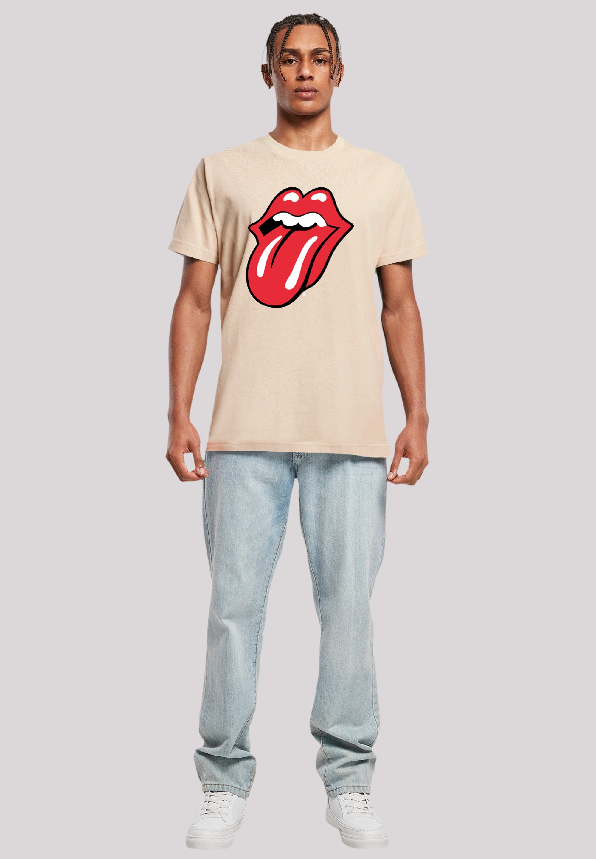 F4NT4STIC T-Shirt The Rolling Stones Zunge Rote Print sand