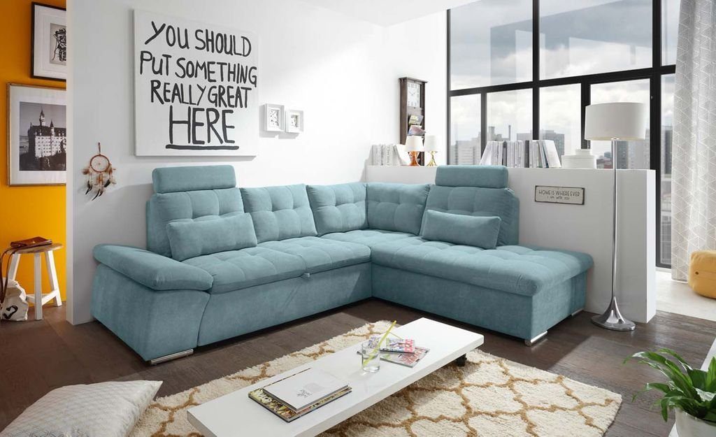 Sofa Ecksofa Couch Ecksofa, EXCITING Nalo cm Blau (Denim) 260x219 DESIGN ED Eckcouch