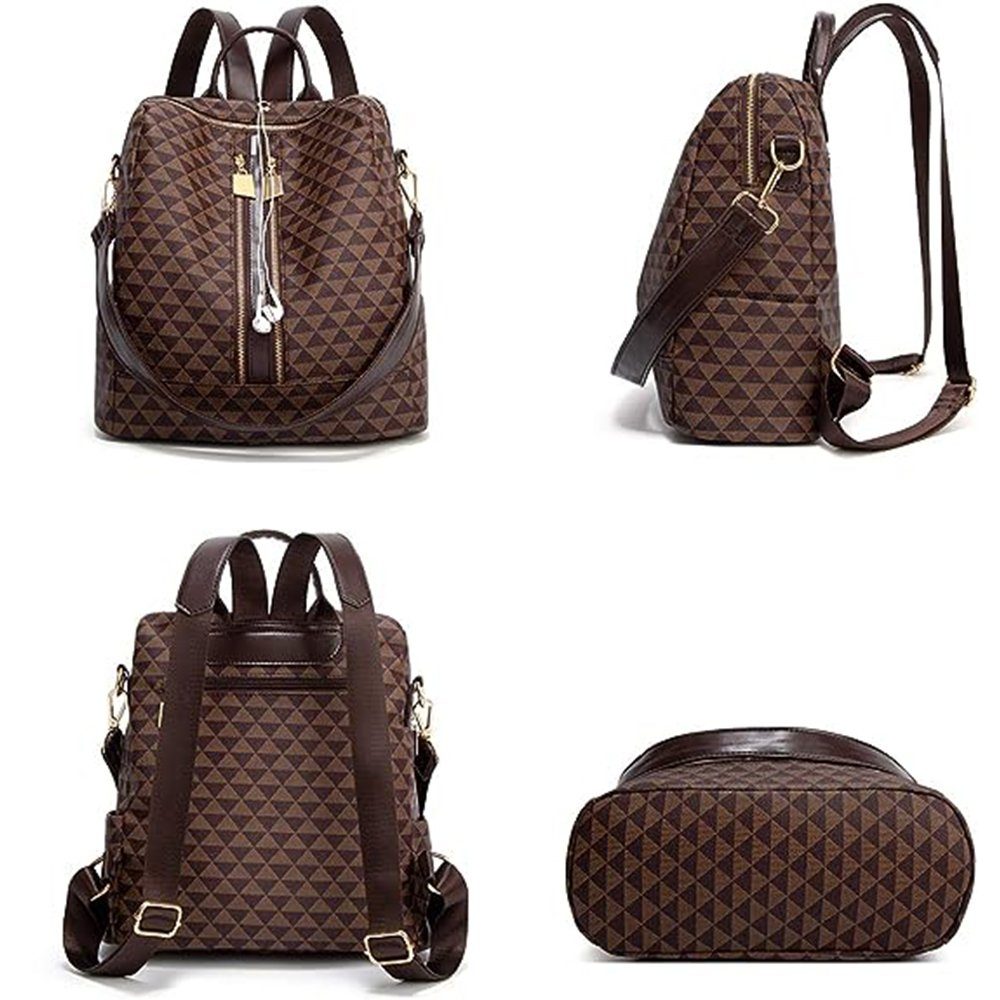 REDOM Rucksack Handtasche Freizeitrucksack Umhängetasche (32x32x14 cm Lederrucksäcke mit 20x11 cm Handtasche Kunstleder, 2-tlg., Schultertasche, Schule Rucksack, Notebook Laptop Tasche, Vintage), für Damen Freizeit Arbeit Business Reisen