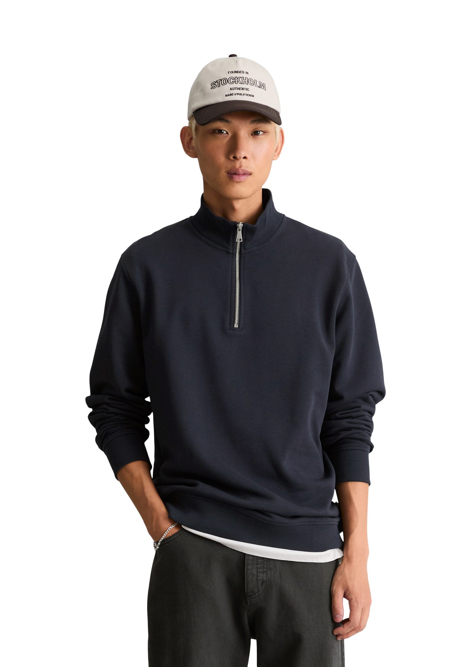 Marc O'Polo DENIM Sweatshirt Troyer aus reiner Bio-Baumwolle