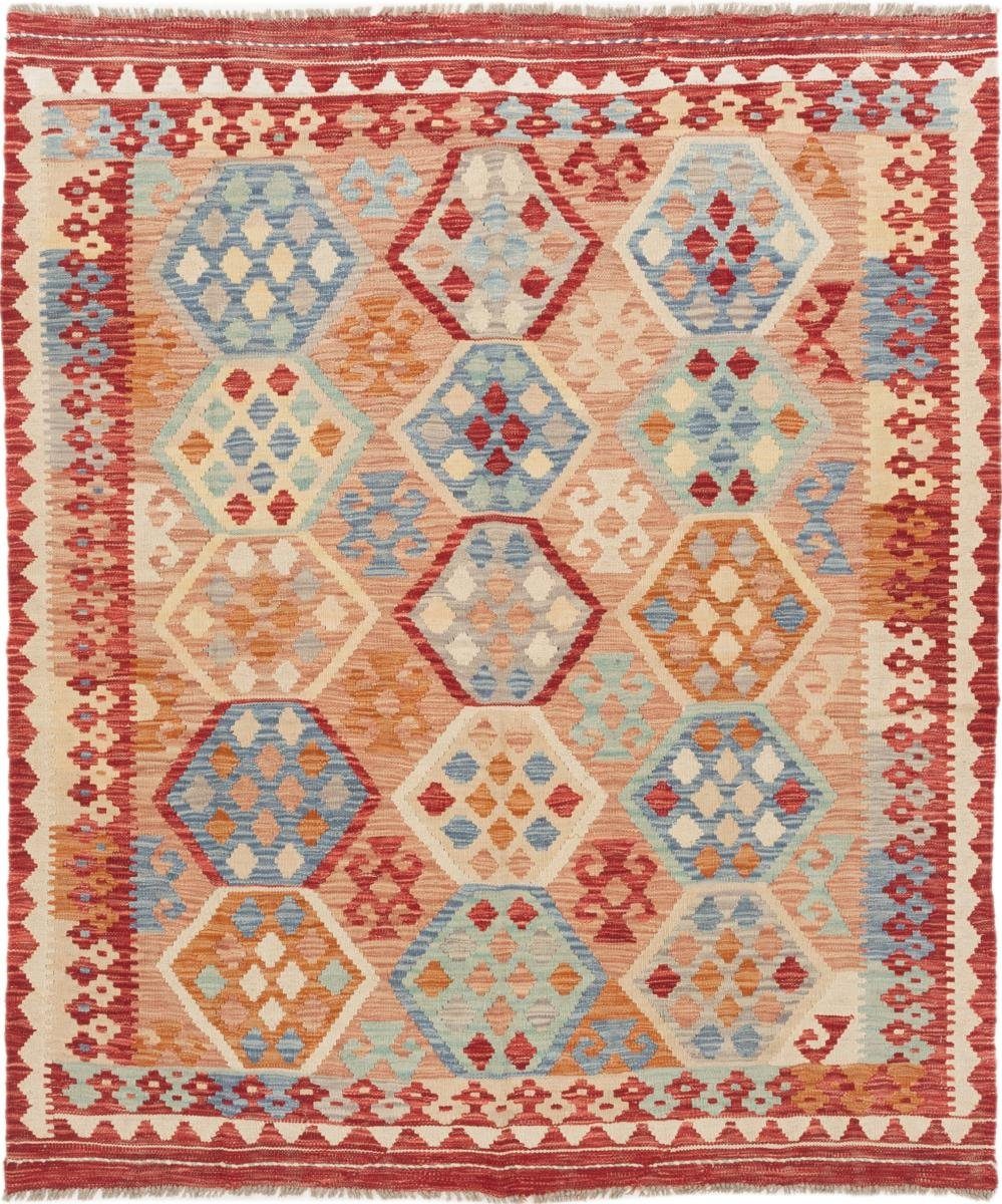 Orientteppich Kelim Afghan 163x193 Handgewebter Orientteppich, Nain Trading, rechteckig, Höhe: 3 mm