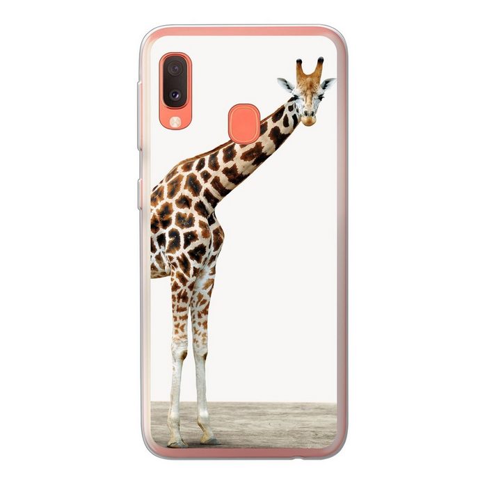 MuchoWow Handyhülle Giraffe - Tiere - Weißer Hintergrund - Kinder - Junge - Mädchen Handyhülle Samsung Galaxy A20e Smartphone-Bumper Print Handy