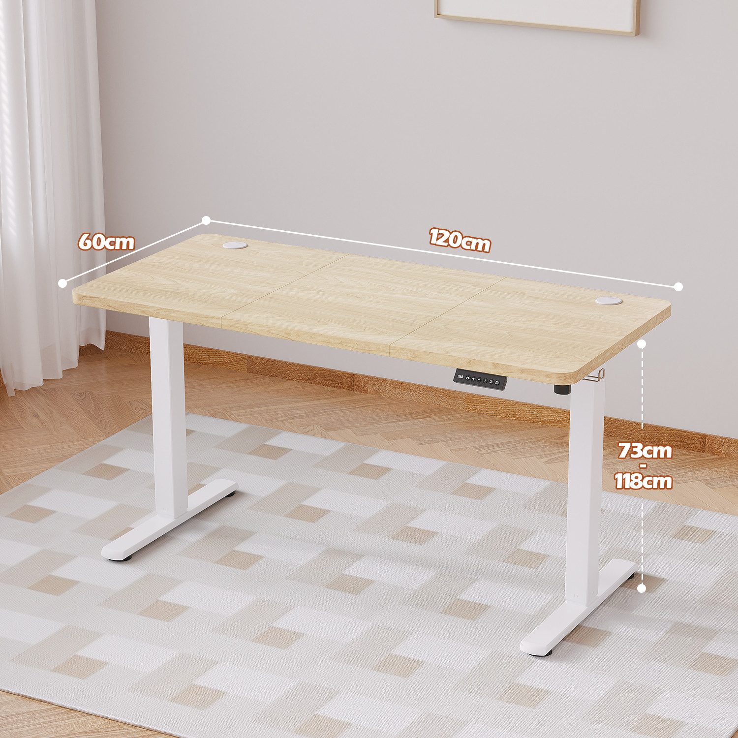 HOMALL Schreibtisch Schreibtisch Höhenverstellbarer mit Gedächtnis und Sitzerinnerung (2-lagige Hohenverstellung mit sitzender Erinnerungsfunktion und USB-Ladeanschluss)