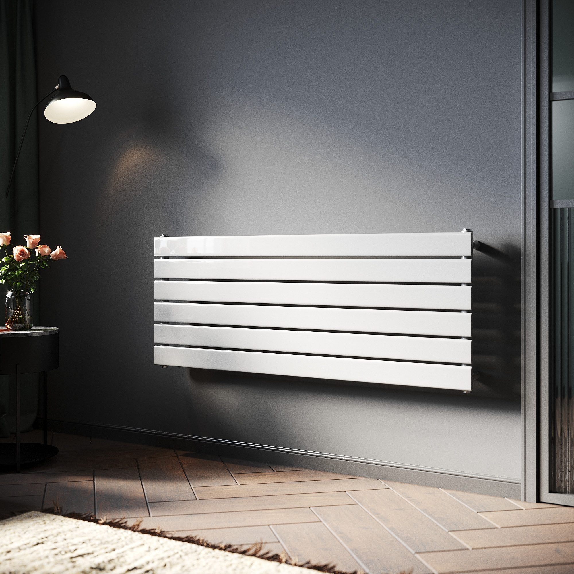SONNI Heizkörper Heizkörper Wasserbeheizte Heizkörper,Breite 1200mm,Schwarz günstig online kaufen