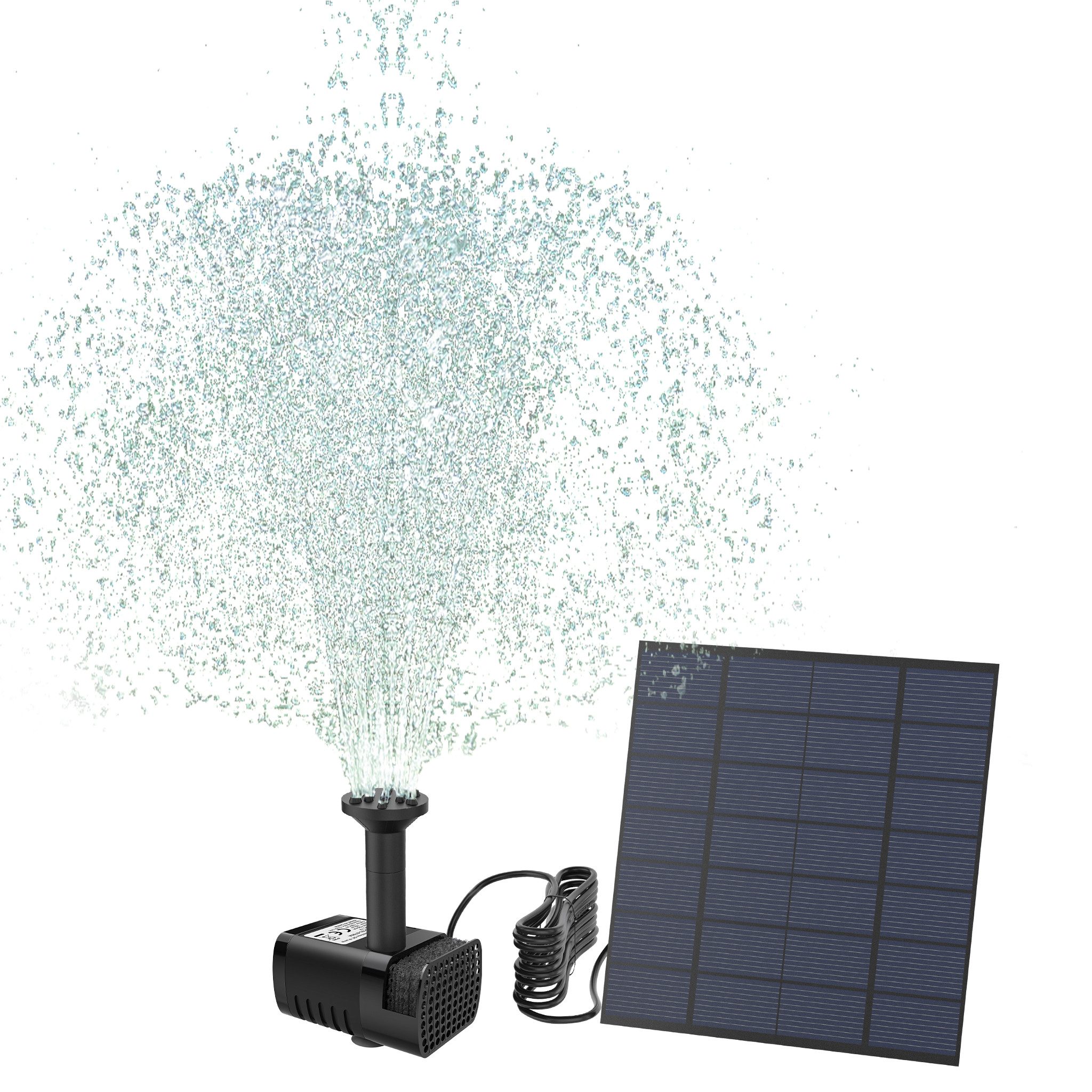 FIVMEN Solarpumpe Solar Teichpumpe Wasserpumpe Springbrunnen Teichfontäne 1.8W, 180l/h, Umweltfreundliche Solarpumpe für Teich Balkon Gartenteich Wasserfall