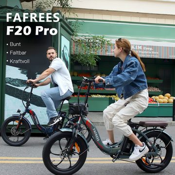 fafrees E-Bike F20 PRO falten Luftpumpe, 7 Gang, HINTERER MOTOR, ABNEHMBARE 36V 18AH Batterie, MAX. REICHWEITE 150KM, MAX. LAST 150KG