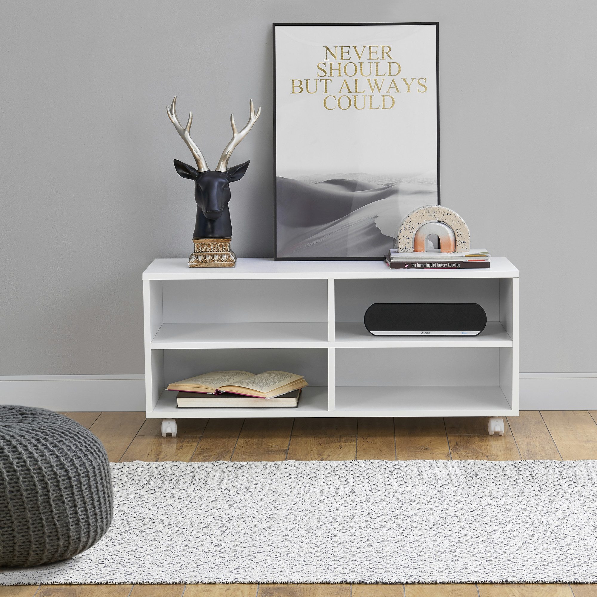 en.casa Lowboard, »Gränne« Rollbares Regal 90x35x40,5 günstig online kaufen