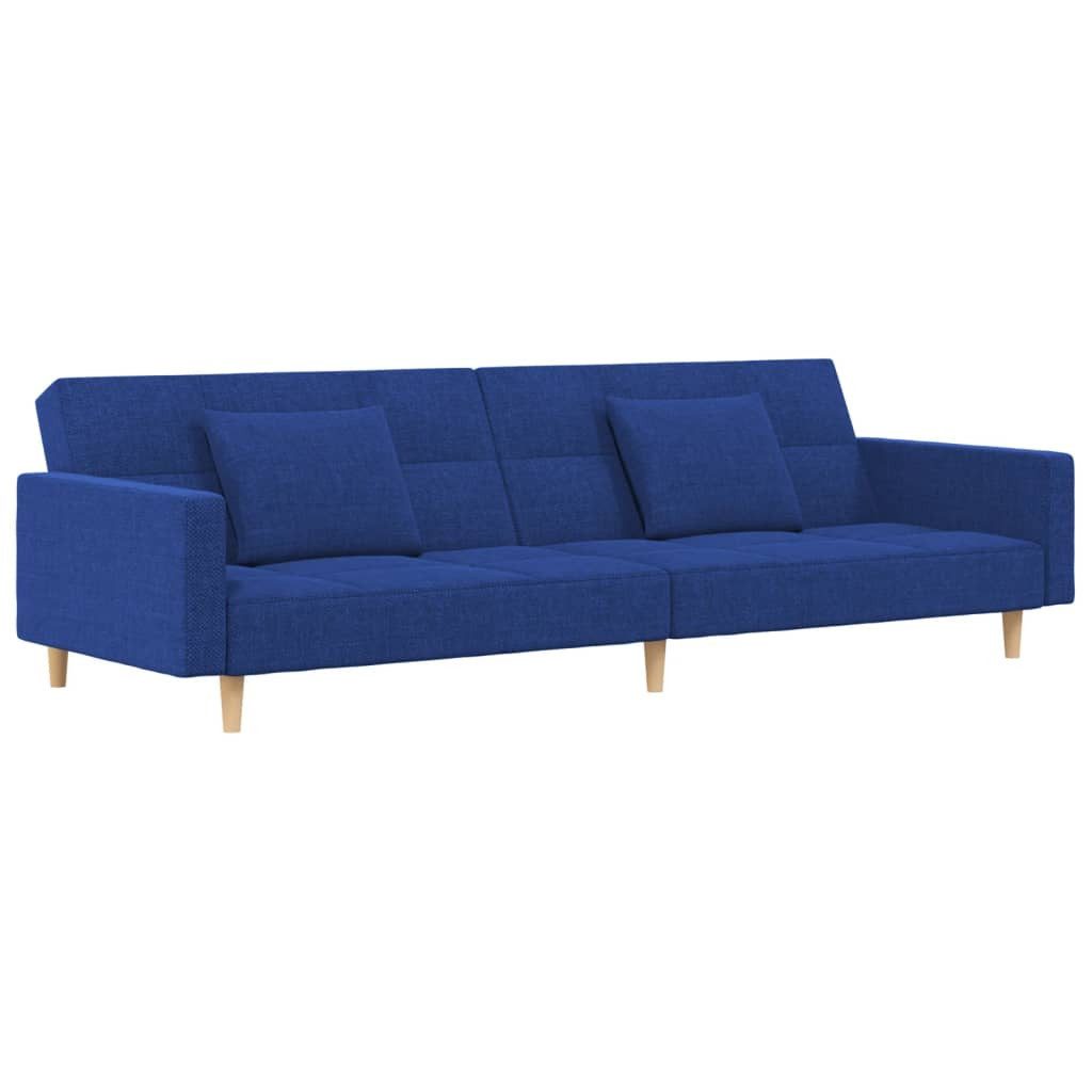 vidaXL Schlafsofa, Sofa 2-Sitzer mit 2 Kissen Blau Stoff