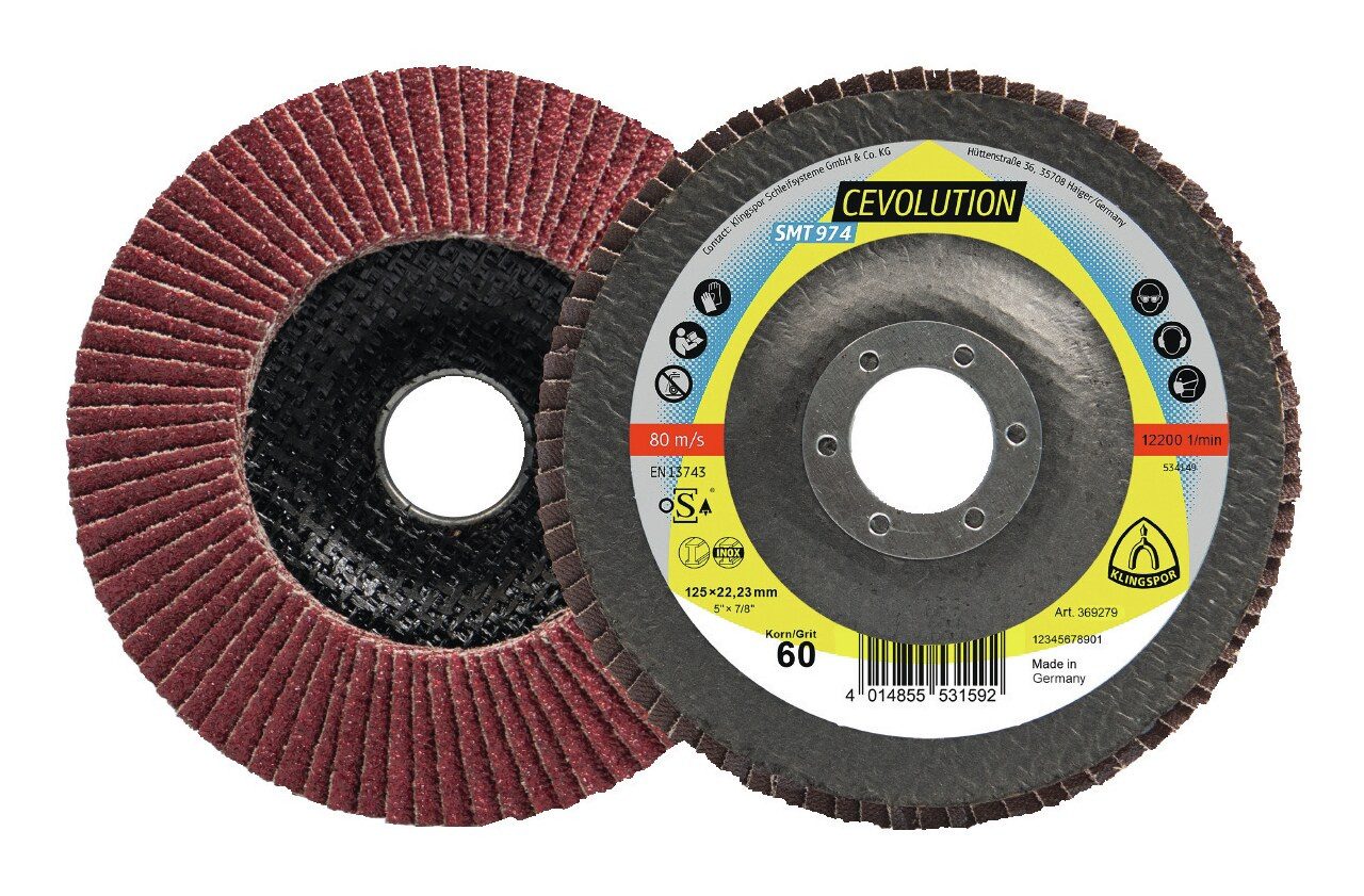 Klingspor Schleifscheibe, Fächerschleifscheibe SMT 974 125 x 22,23 mm gewölbt K60